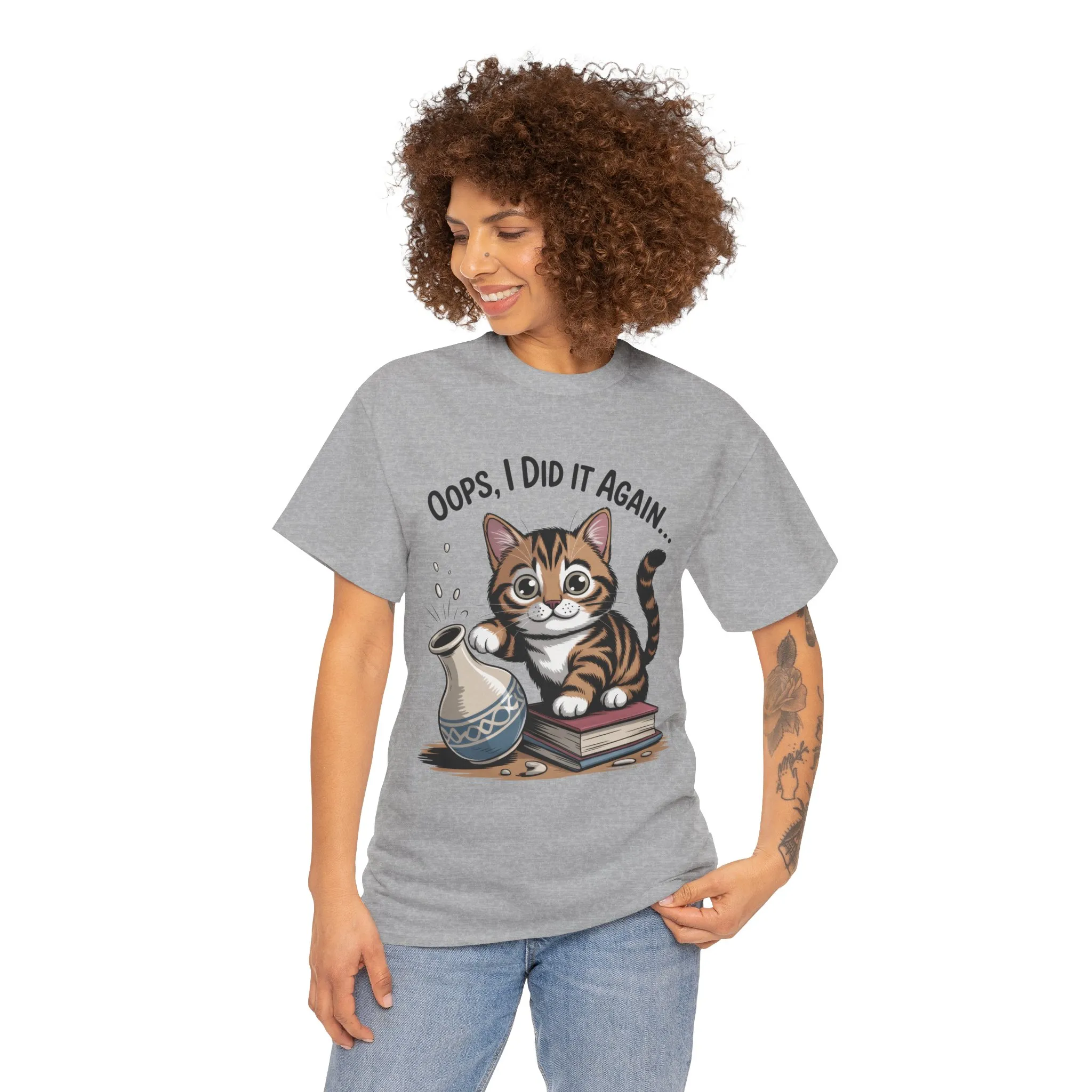 Playful Cat Women's Tee, Funny Oops I Did It Again Design, Cat Lover Gift, Casual Wear, Birthday Gift, Pet Lover Tee, Women's Gift - Image 5