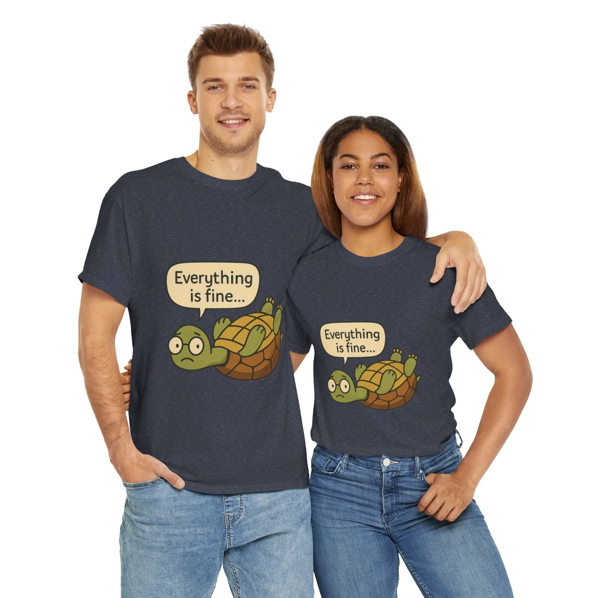 Everything is Fine Turtle Tee, Funny Unisex Cotton Tee, Cute Animal Shirt, Gift for Nature Lovers, Great for Humor, Positive message t-shirt - Image 27
