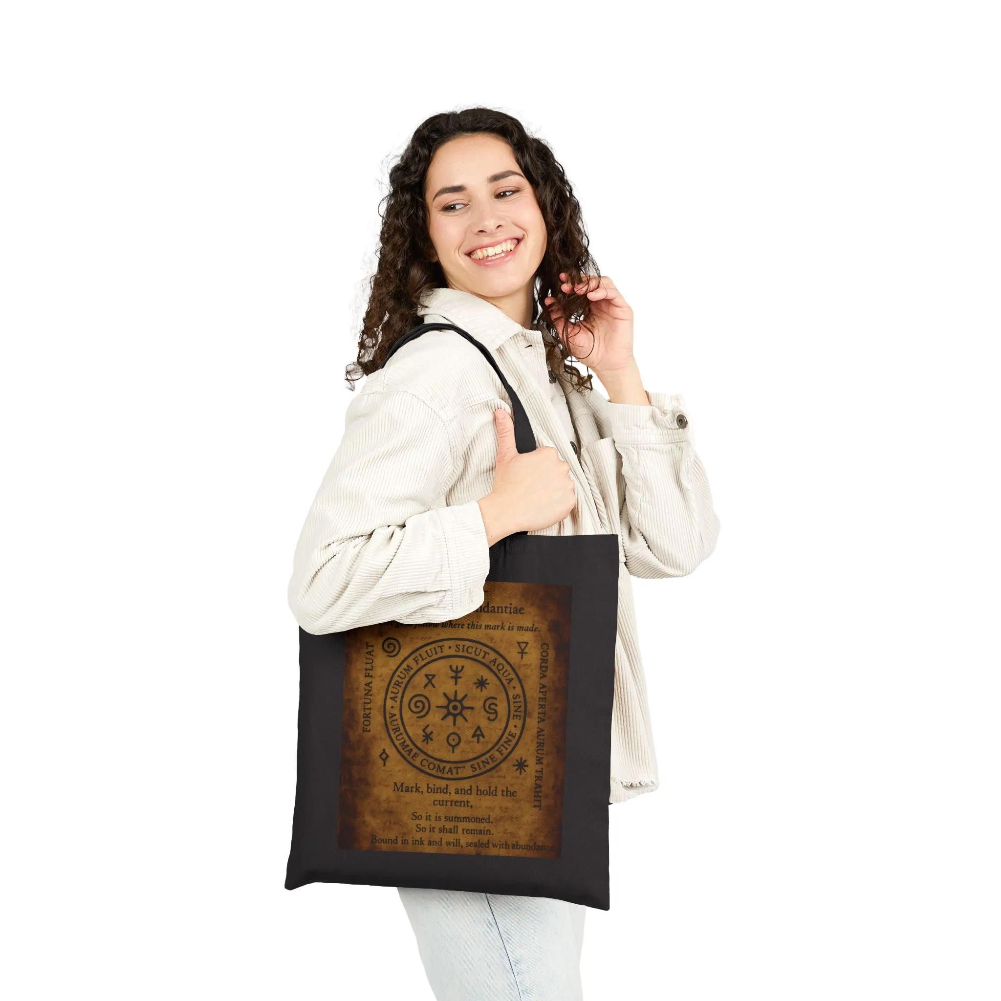 Mystic Abundance Sigil Tote Bag, Wealth Spell Symbol, Witchy Canvas Bag, Prosperity Magic Seal, Boho Gift, Mystical Symbol Cotton Canvas Bag - Image 2