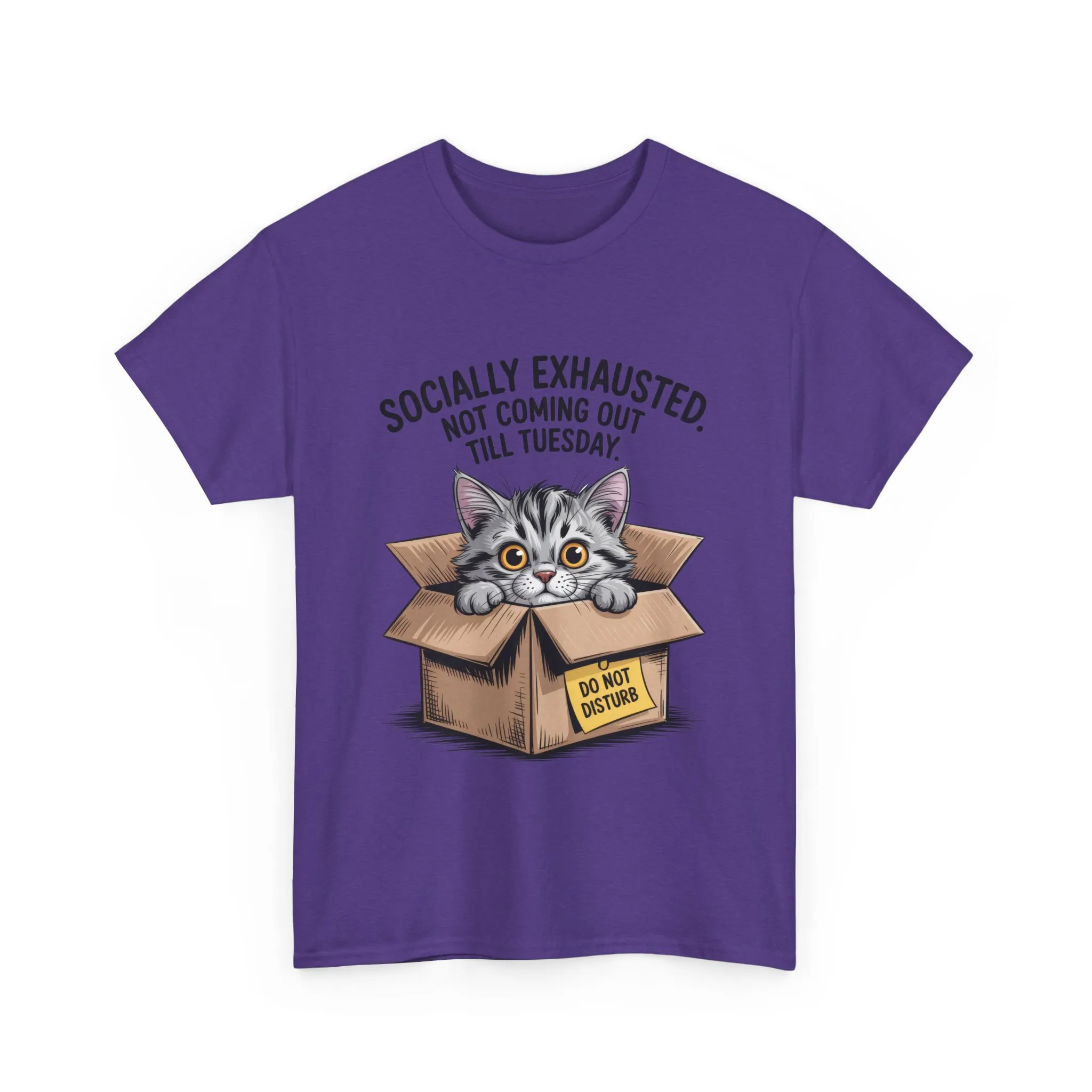 Socially Exhausted Cat Women's Tee, Funny Cat Shirt, Women's Graphic Tee, Gift for Introverts, Cute Animal T-Shirt, Weekend Wear - Image 27