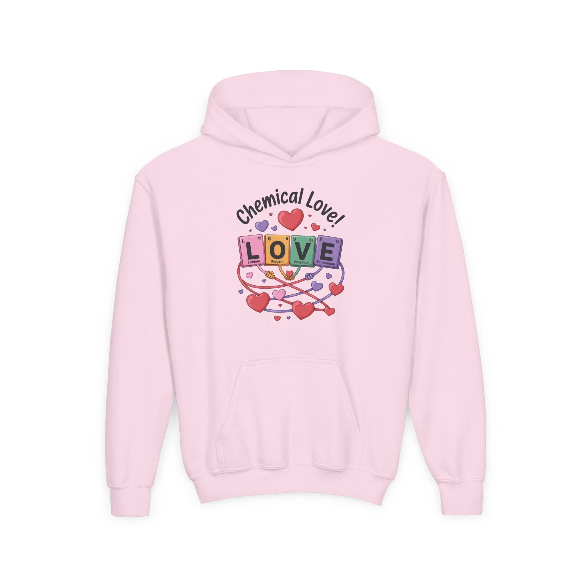 Youth Heavy Blend Hooded Sweatshirt, Chemical Love Design, Cozy Gift for Teens, Valentine's Day Gift For Girl, Birthday, Everyday Comfort - Image 11