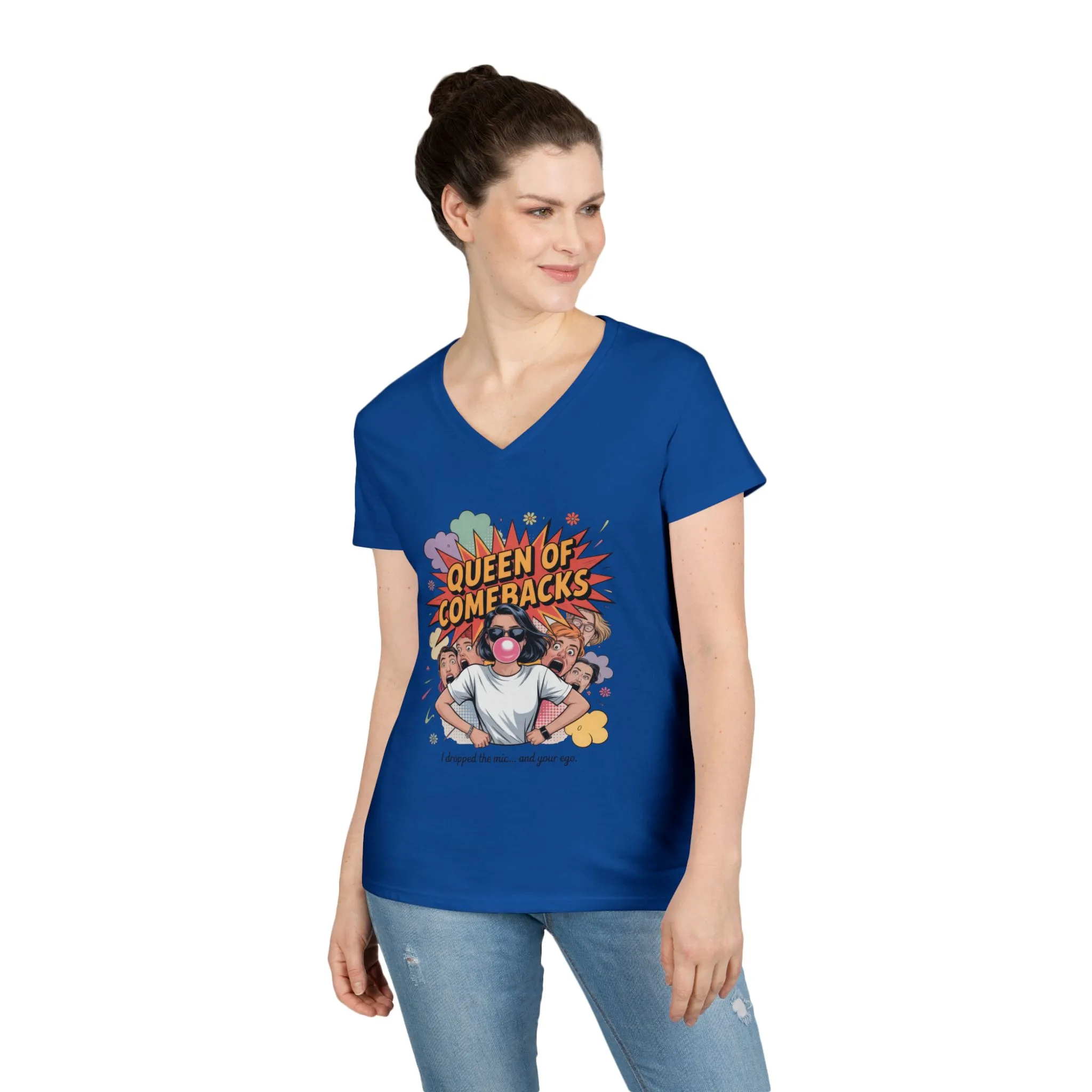 Queen of Comebacks V-Neck T-Shirt, Funny Graphic Tee, Gift for Friends, Humor Apparel, Casual Wear, Comedic Shirt - Image 12
