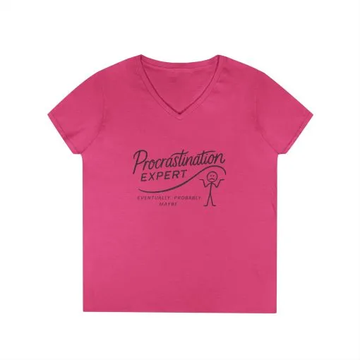 Procrastination Expert V-Neck T-Shirt, Funny Gift for Students, Lazy Days, Work from Home, Relaxing Apparel, Humor Shirt - Image 16