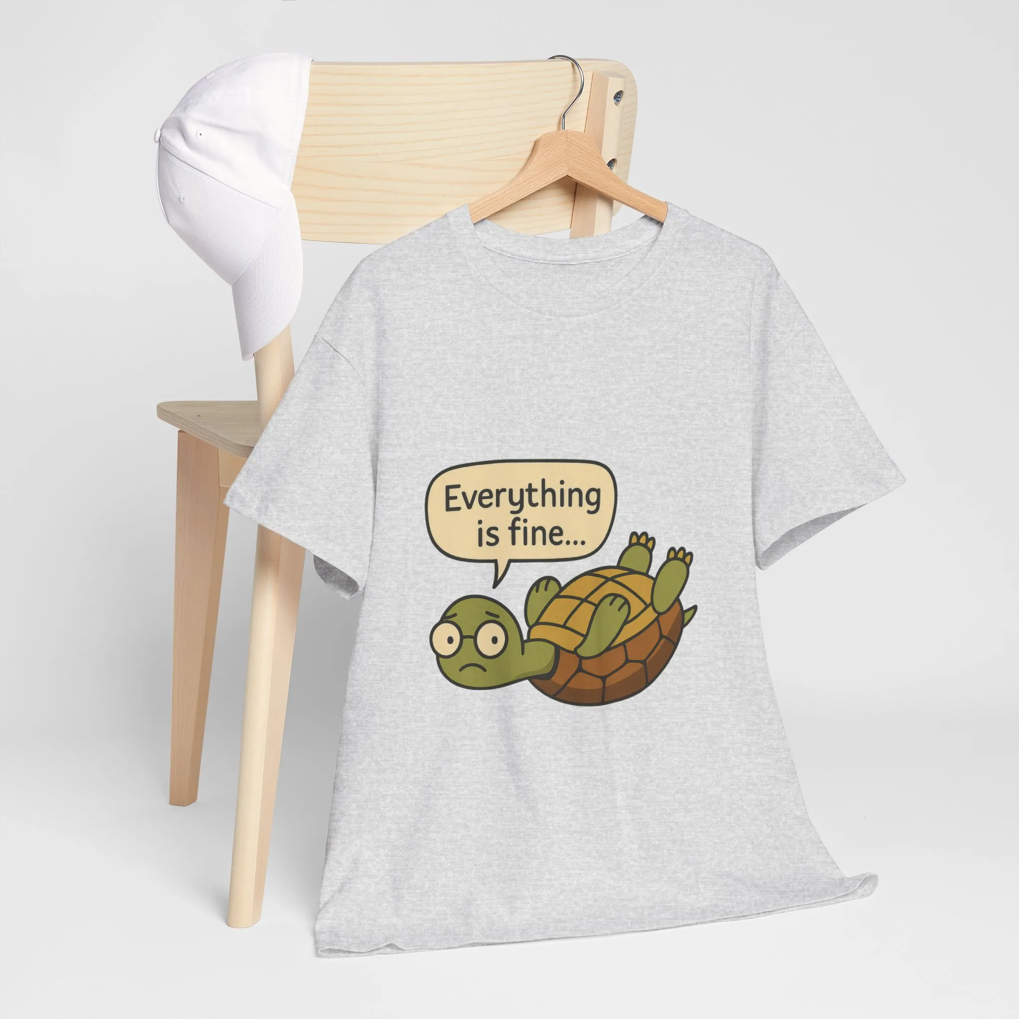 Everything is Fine Turtle Tee, Funny Unisex Cotton Tee, Cute Animal Shirt, Gift for Nature Lovers, Great for Humor, Positive message t-shirt - Image 8