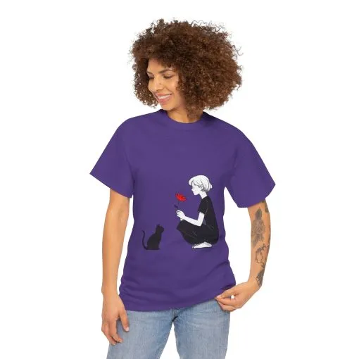 Cat Lover's Heavy Cotton Tee, Cute Cat Shirt, Pet Owner Gift, Animal Lover Apparel, Birthday Gift for Her, Women's Cotton T-Shirt, Cat Lover - Image 31