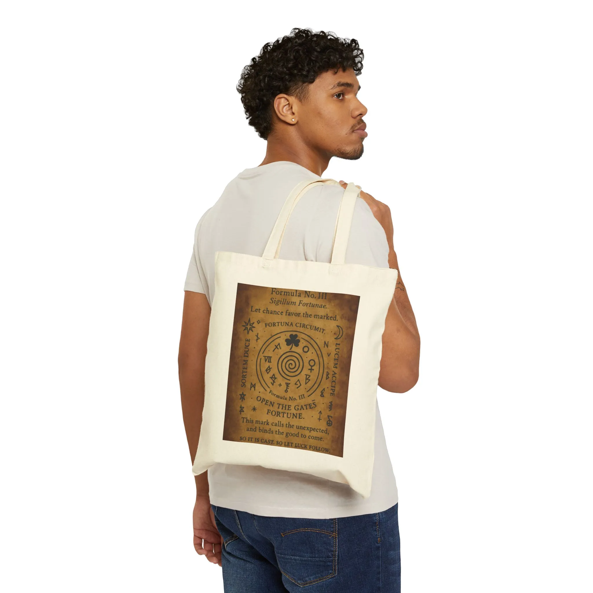 Sigil of Fortune Tote Bag, Lucky Charm Spell Symbol, Occult Spiral Design, Witchy Canvas Bag, Mystic Luck Amulet Art, Boho Bag - Image 4