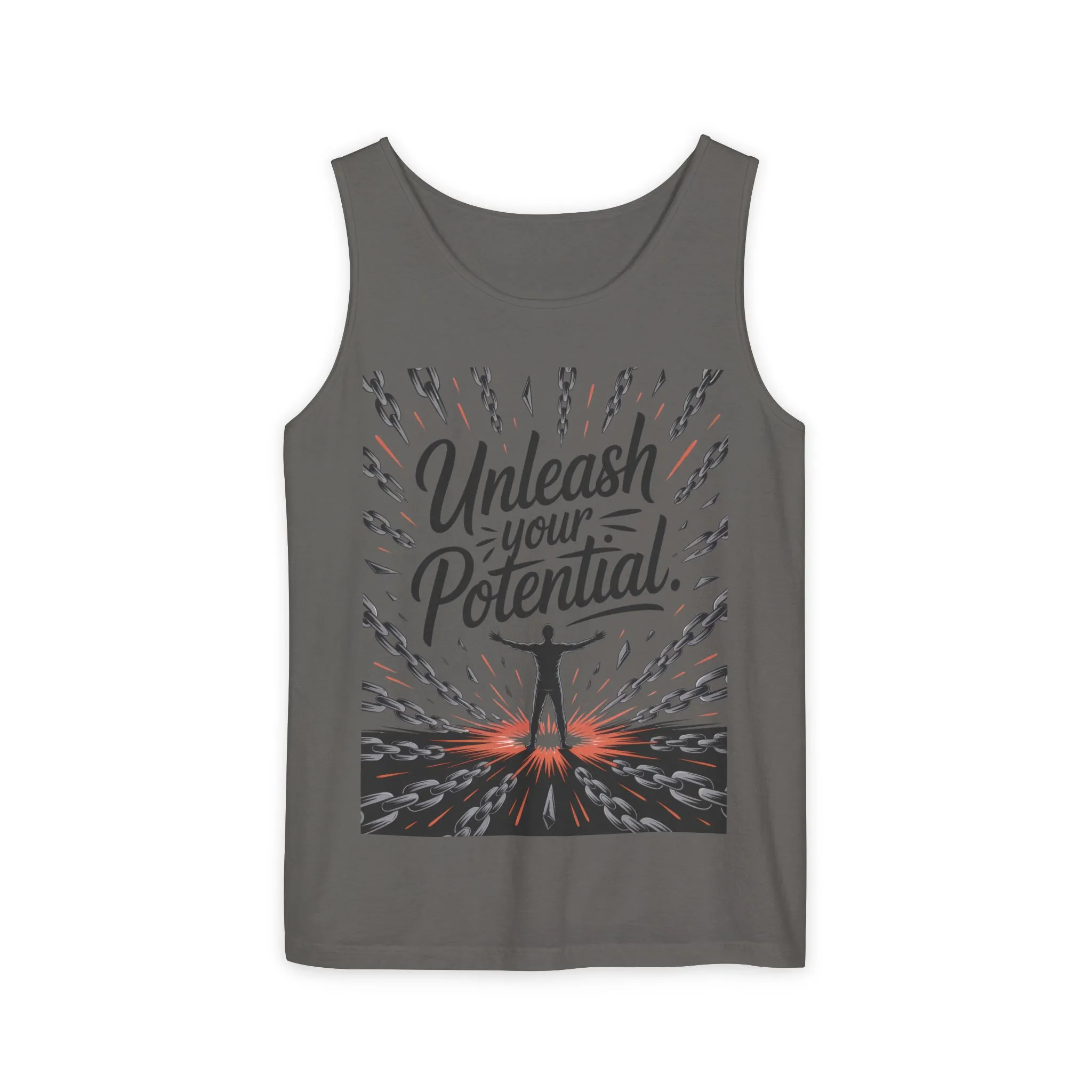Men s Motivational Tank Top, Unleash Your Potential Graphic, Inspirational Gym Wear, Fitness Apparel, Summer Top, Gift for Him - Image 6