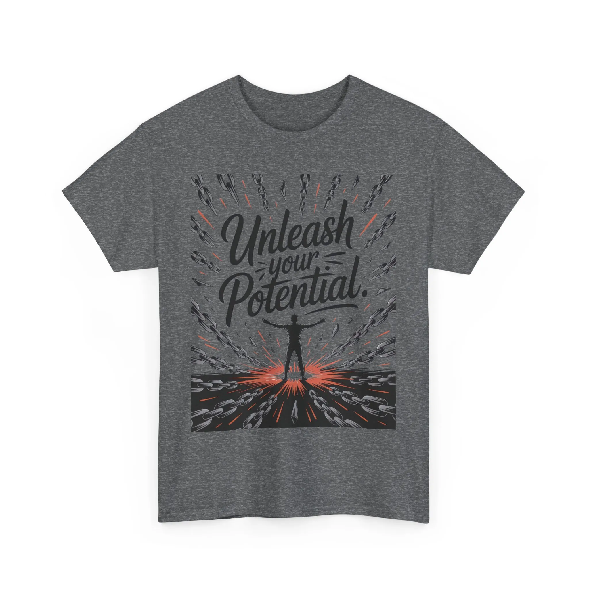 Inspiring Men s Heavy Cotton Tee, Unleash Your Potential Motivation Shirt, Gift for Graduates, Personal Growth Apparel, Casual Wear - Image 12