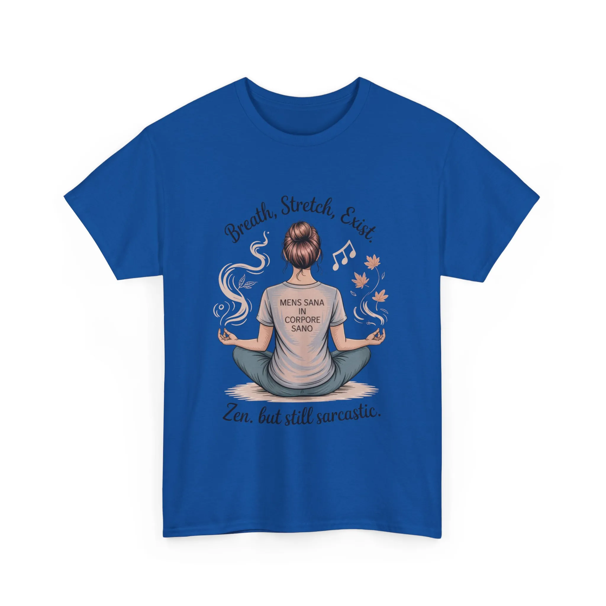 Zen Sarcasm Women s Heavy Cotton Tee, Breath Stretch Exist Shirt, Gift for Yoga Lovers, Relaxation Tee, Funny Meditation Top, Relaxation Tee - Image 18