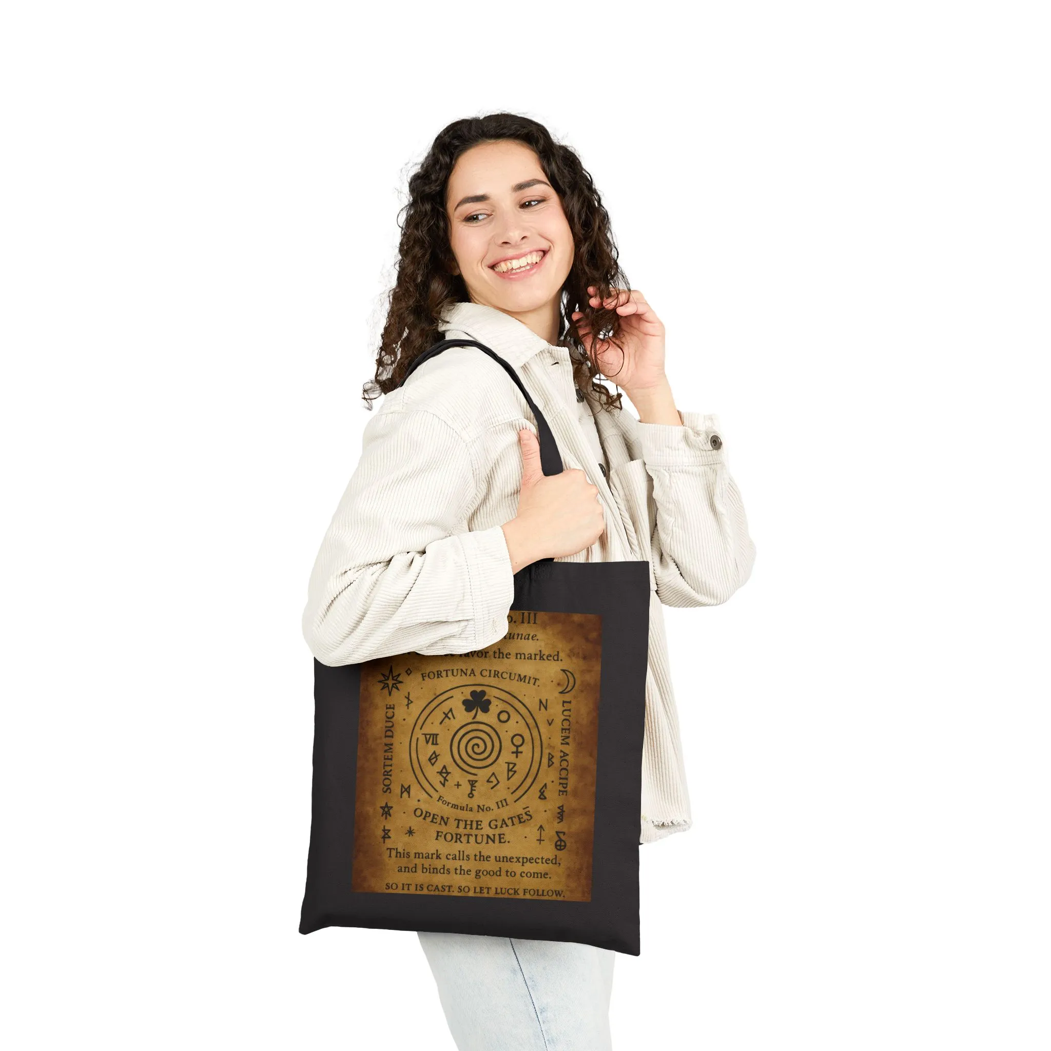Sigil of Fortune Tote Bag, Lucky Charm Spell Symbol, Occult Spiral Design, Witchy Canvas Bag, Mystic Luck Amulet Art, Boho Bag - Image 10