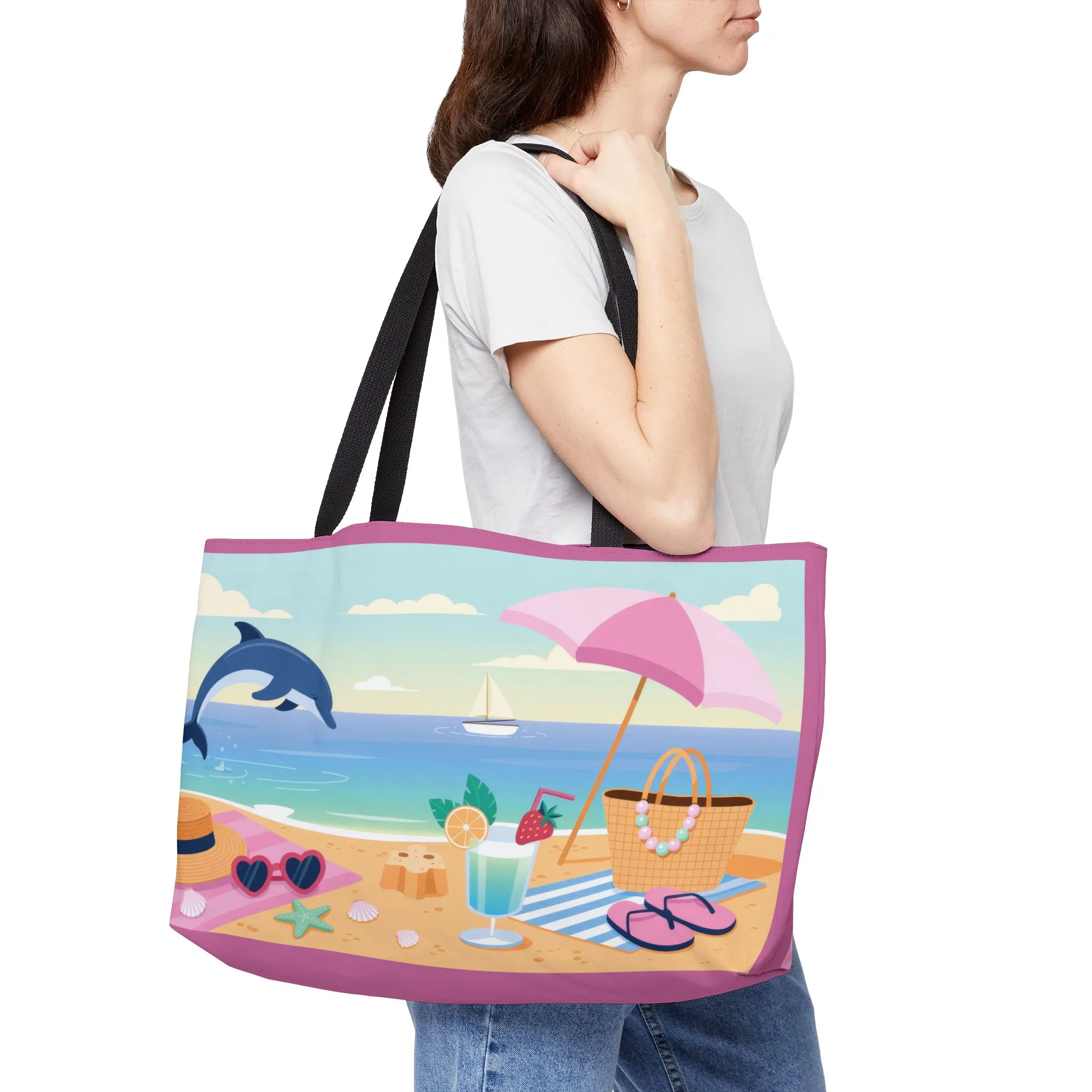Vibrant Beach Weekender Tote Bag, Travel Bag, Shopping Tote, Coastal Style, Summer Vibe, Perfect for Vacation, Beach Days, Family Outings - Image 2