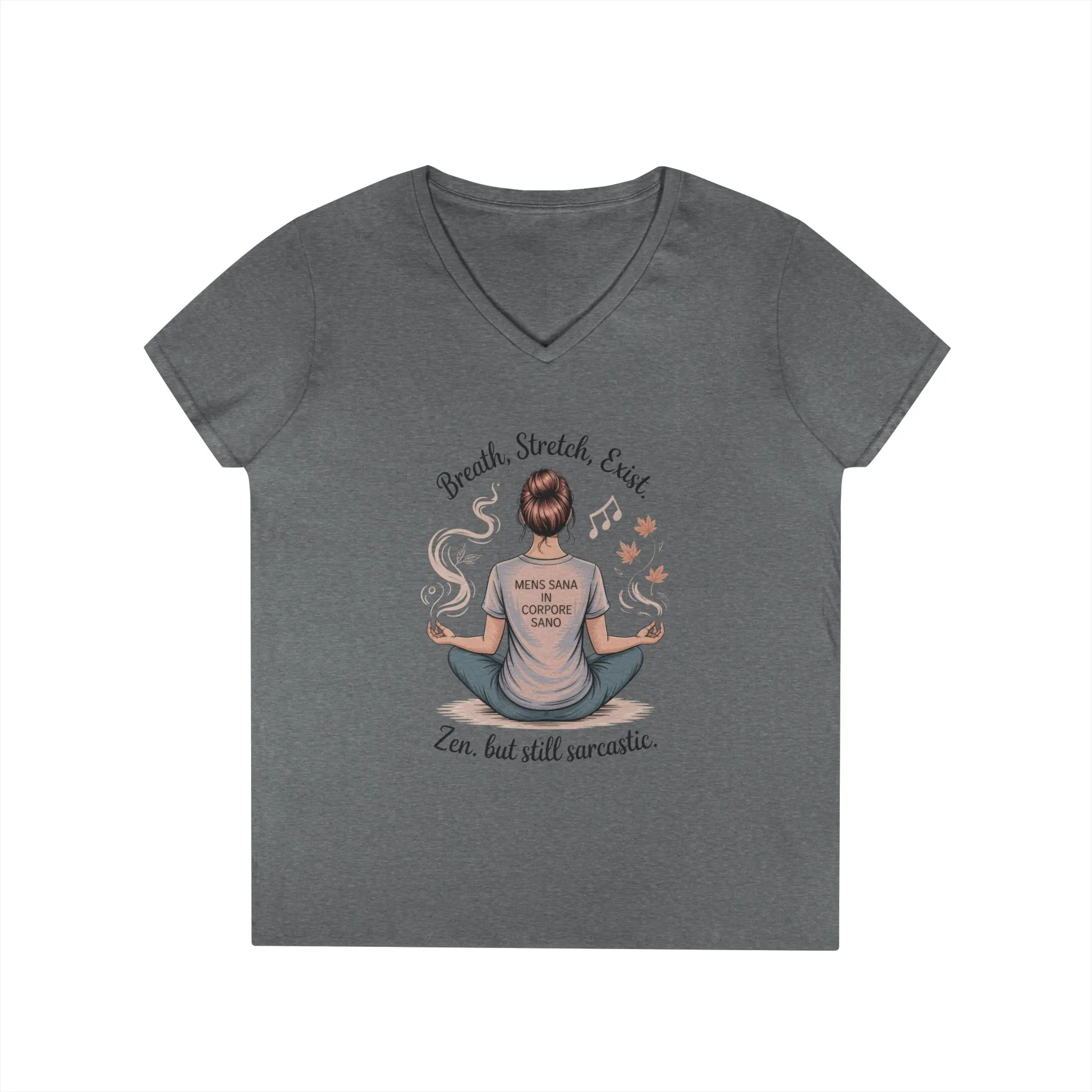 Zen but Still Sarcastic Ladies V-Neck T-Shirt, Perfect for Yoga, Casual Wear, Mindfulness, Gift Yoga Lovers, Funny Meditation Top - Image 5
