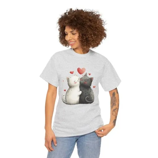 Cute Cat Love T-Shirt, Adorable Feline Couple Tee, Gift for Cat Lovers, Valentine's Day Shirt, Cozy Everyday Wear, Cat Mom T-Shirt - Image 35