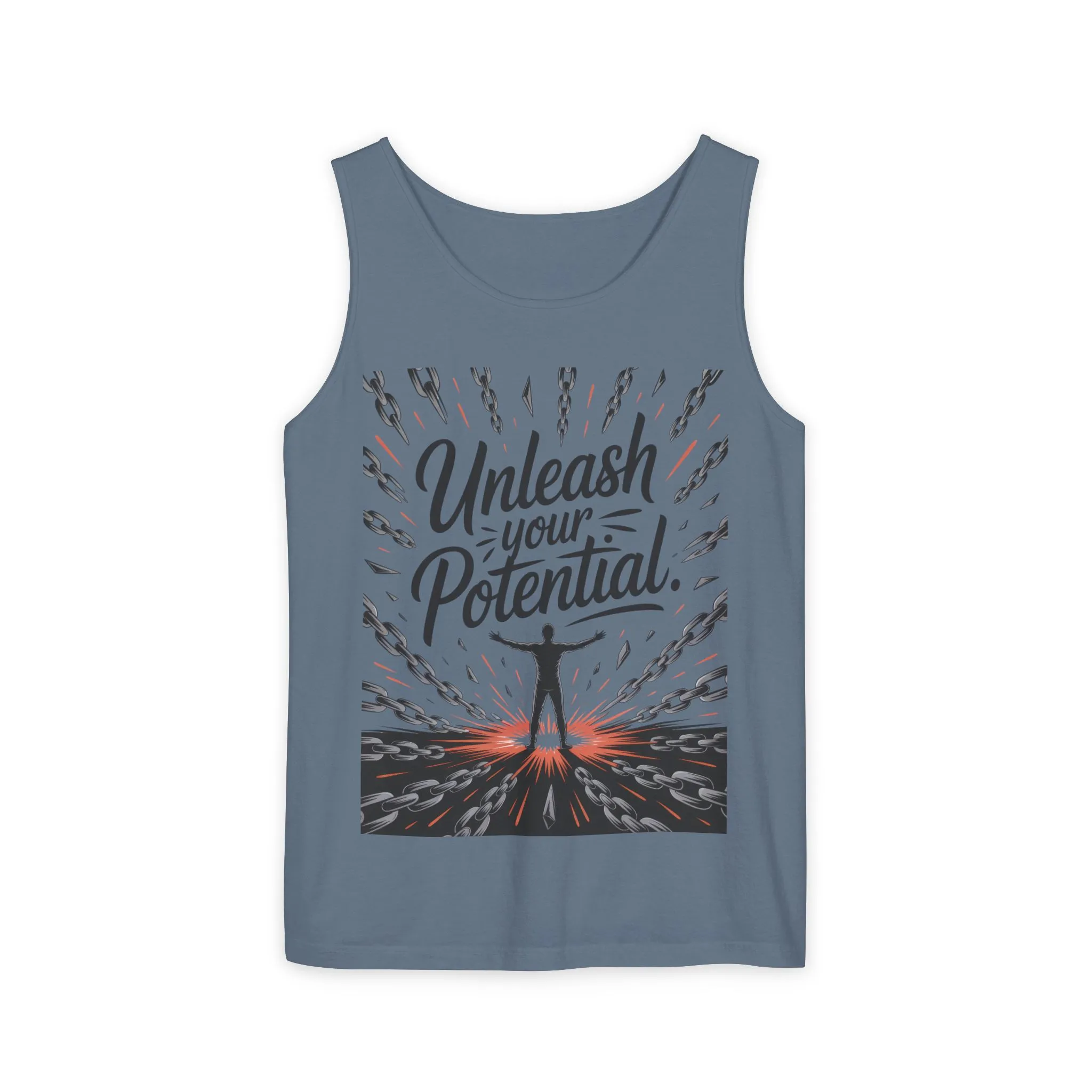 Men s Motivational Tank Top, Unleash Your Potential Graphic, Inspirational Gym Wear, Fitness Apparel, Summer Top, Gift for Him - Image 10