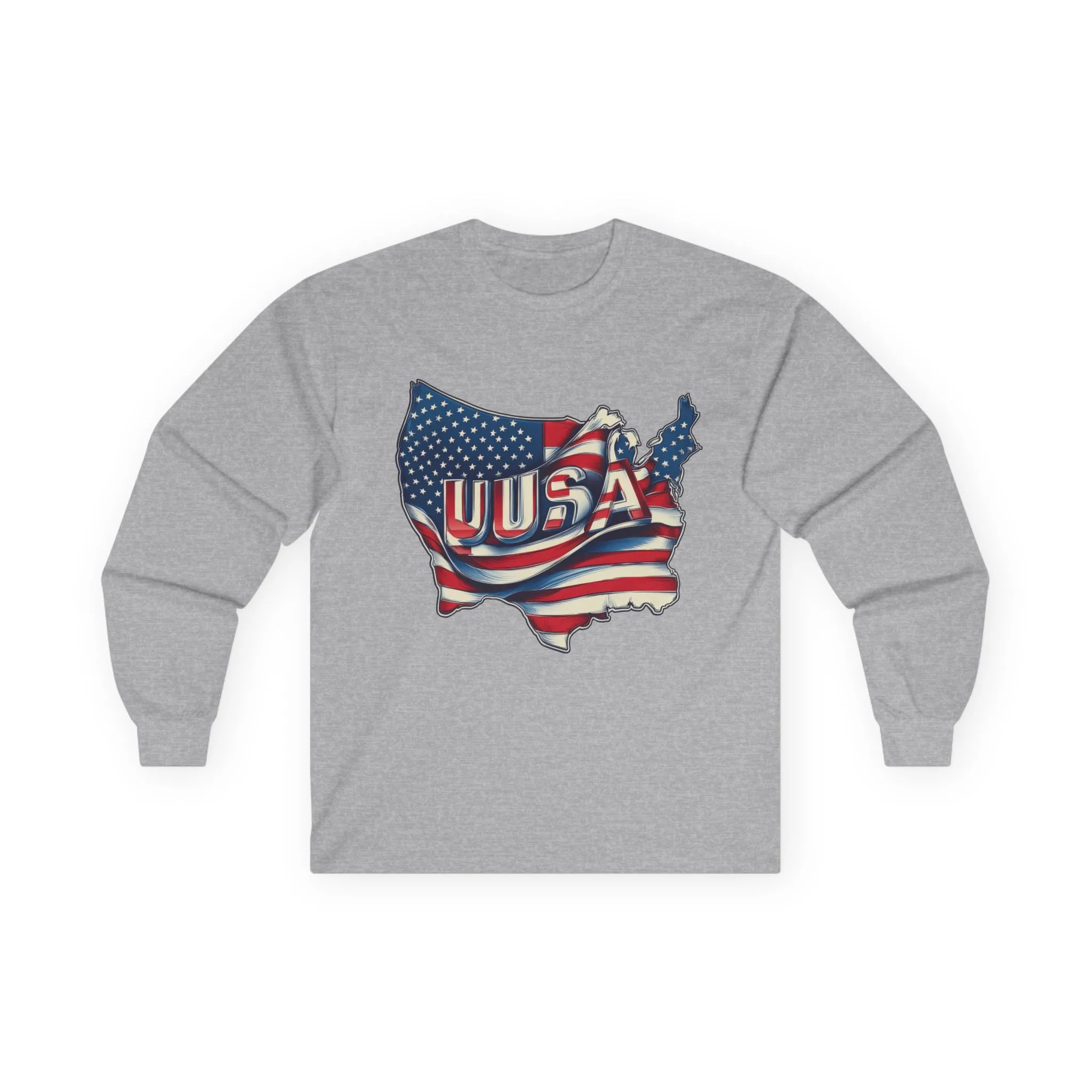 Patriotic Long Sleeve Tee, USA Flag Design, Unisex Cotton Shirt, Perfect for Independence Day, Gifts for Americans, Casual Wear - Image 7