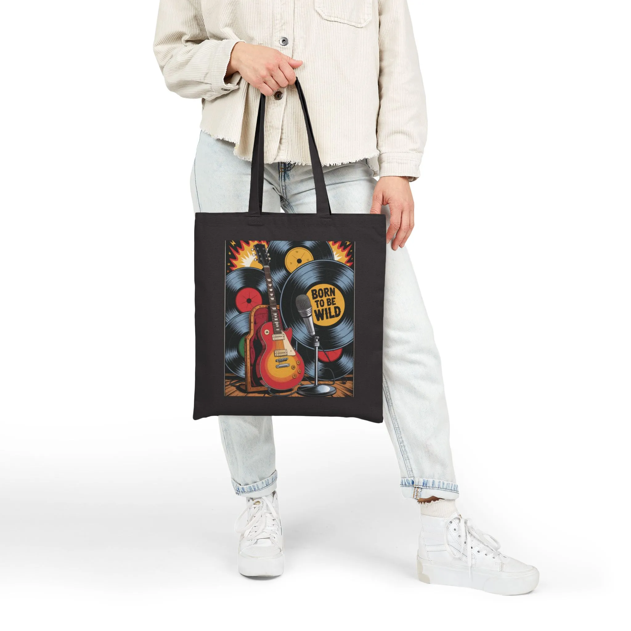 Rockin' Retro Tote Bag, Born to Be Wild, Music Lover's Bag, Festival Tote, Eco-Friendly Shopping Bag, Guitar Design, Gift Idea - Image 9