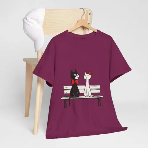 Cute Cat Lovers Tee, Unisex Heavy Cotton Tee for Pet Owners, Funny Cat Shirt, Gift for Cat Lovers, Casual T-Shirt, Animal Art Tee - Image 28