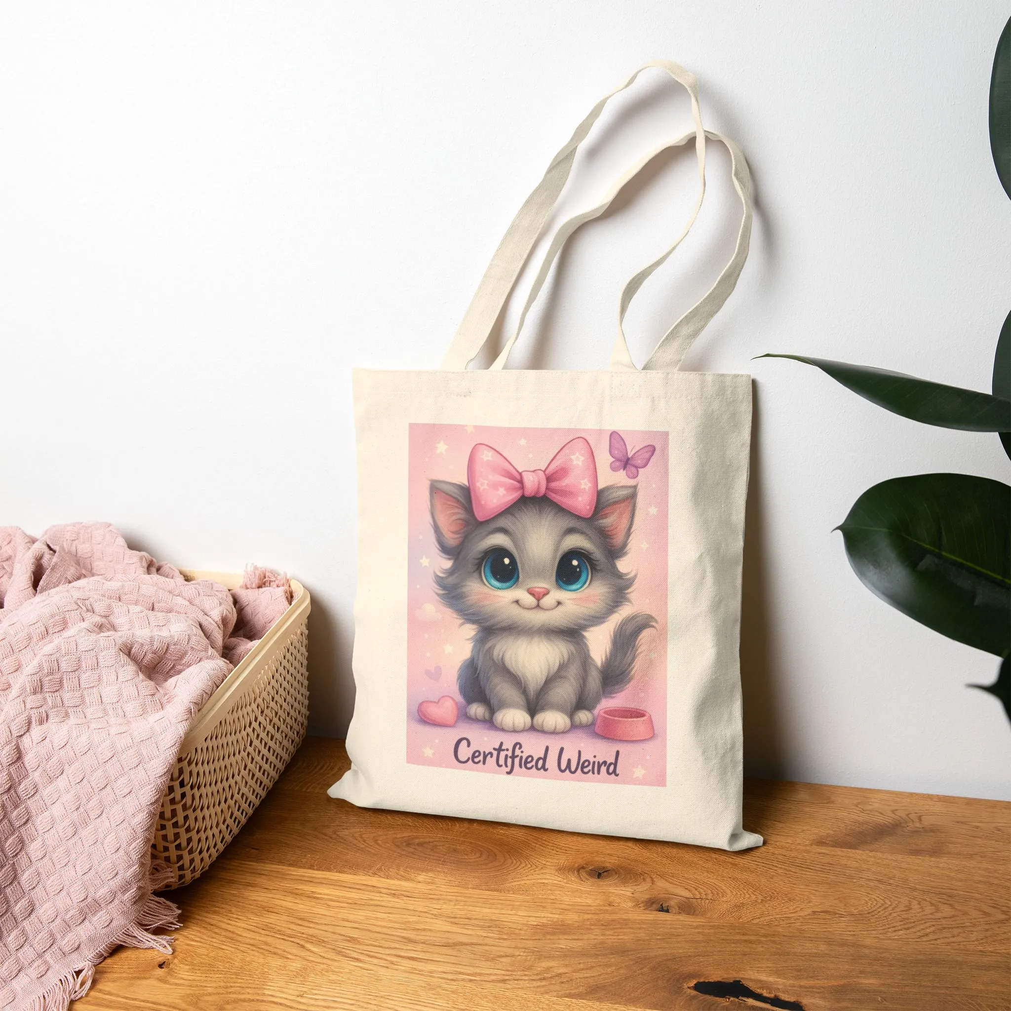 Certified Weird Cat Tote Bag, Cute Canvas Bag, Funny Gift for Cat Lovers, Everyday Shopper, Eco-Friendly Bag - Image 4