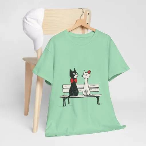 Cute Cat Lovers Tee, Unisex Heavy Cotton Tee for Pet Owners, Funny Cat Shirt, Gift for Cat Lovers, Casual T-Shirt, Animal Art Tee - Image 36
