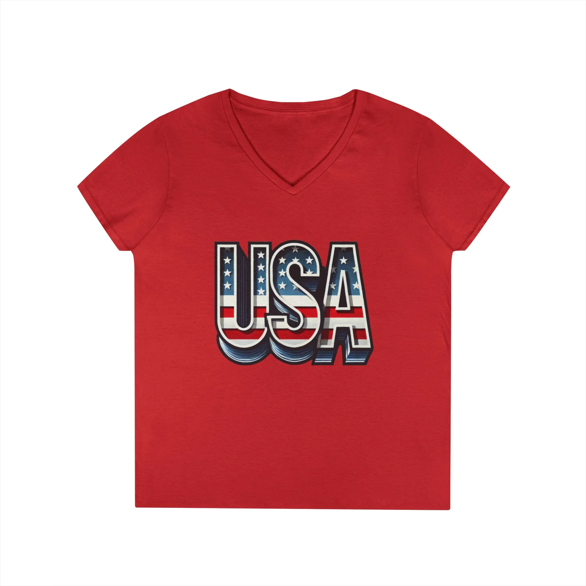 USA Patriotic V-Neck T-Shirt for Ladies, July 4th Celebration Tee, Casual Summer Shirt, Graphic Tee - Image 25