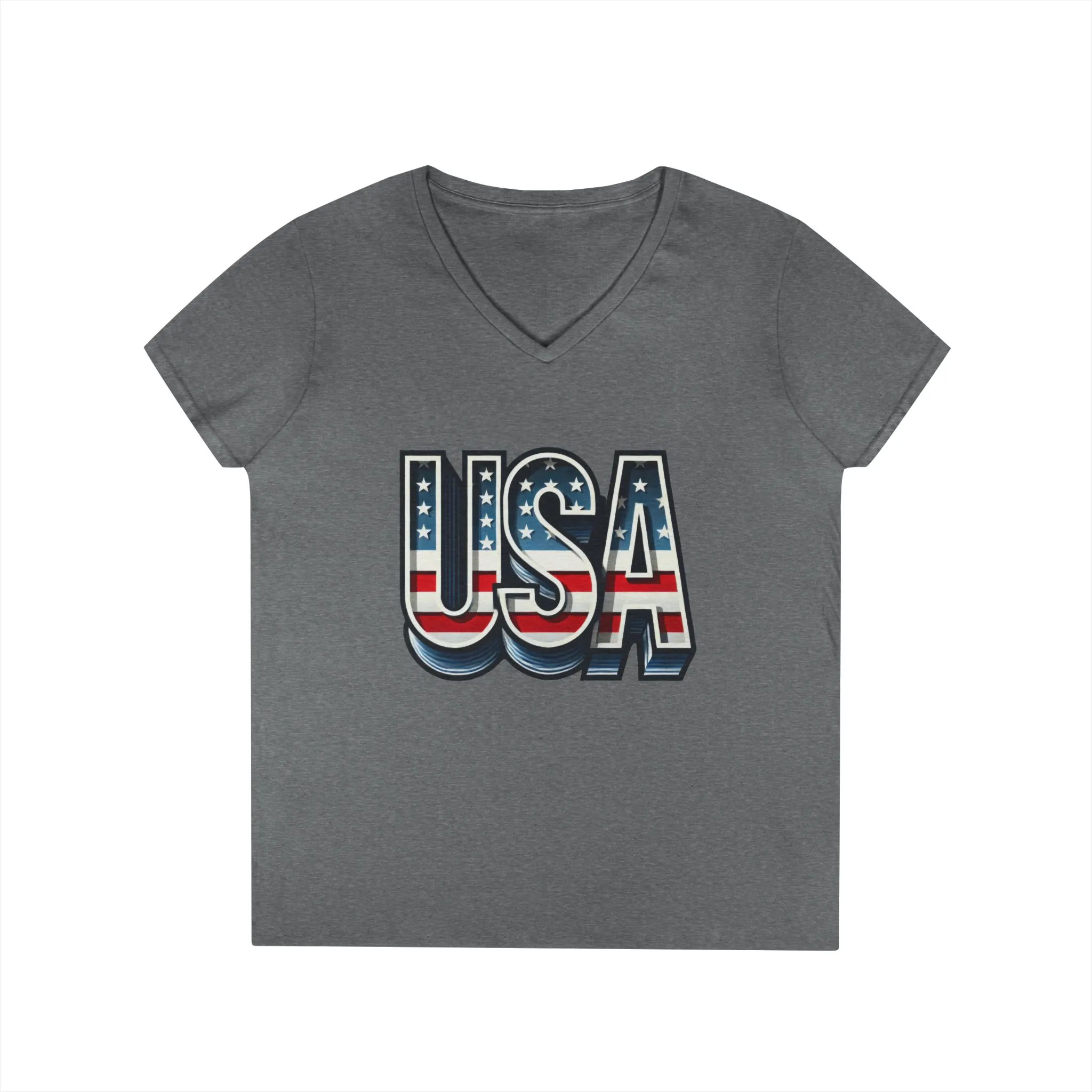 USA Patriotic V-Neck T-Shirt for Ladies, July 4th Celebration Tee, Casual Summer Shirt, Graphic Tee - Image 10