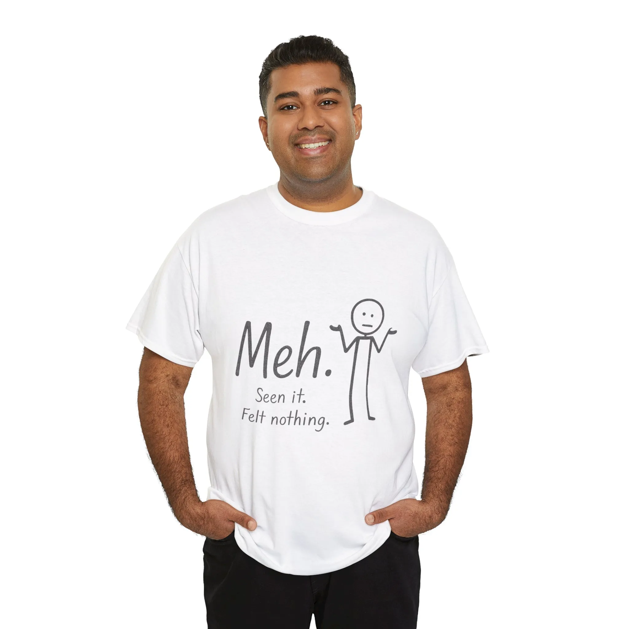 Meh. Heavy Cotton Men's Tee, Comfortable & Casual Humor Shirt, Gift for Friends, Relaxed Fit for Everyday Wear, Ideal for Birthdays, Moods - Image 2