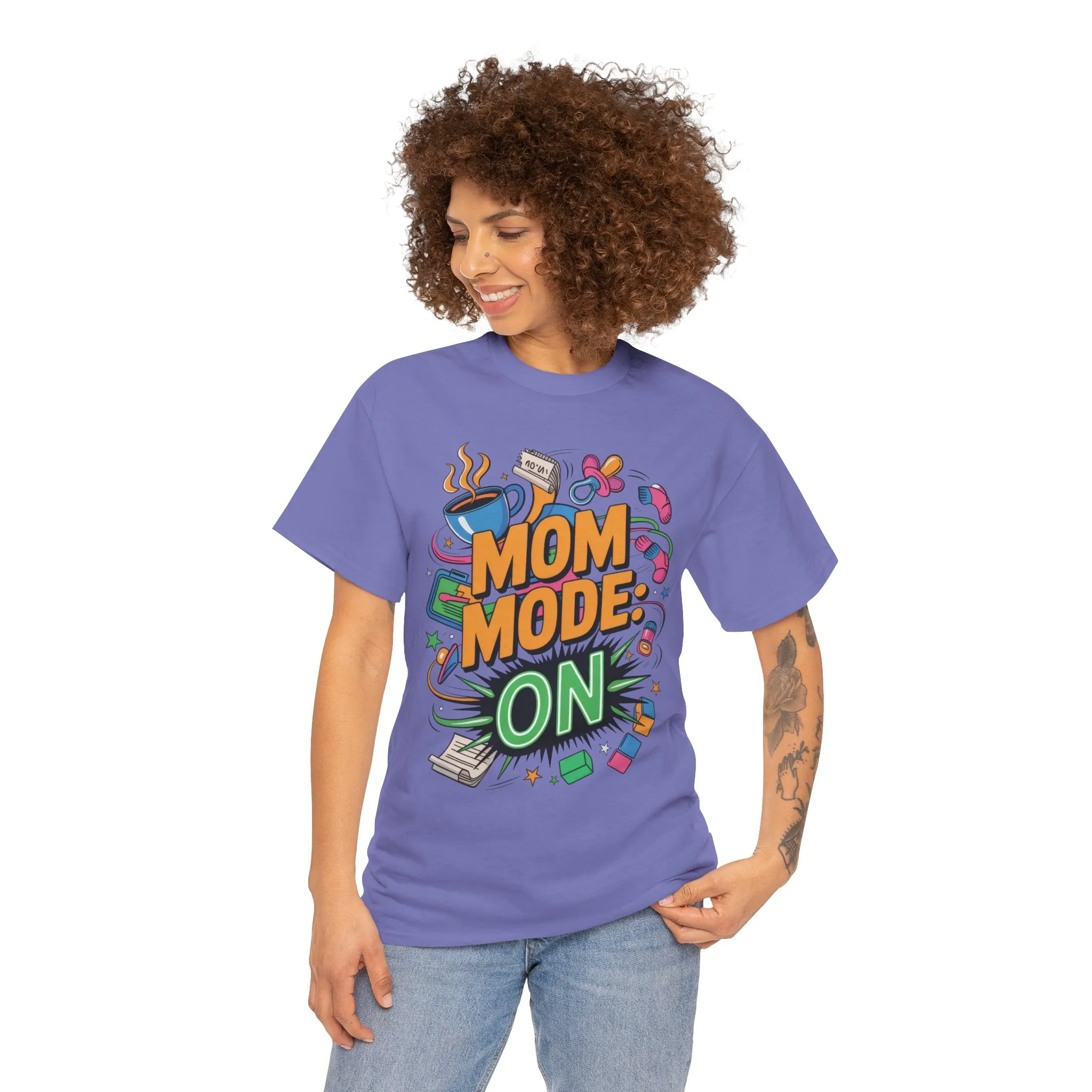 Mom Mode ON Cotton Tee, Funny Mom T-Shirt, Gift for Mothers, Parent Life Apparel, Mother's Day Humor T-Shirt, Cute Mama Life Graphic Tee - Image 16