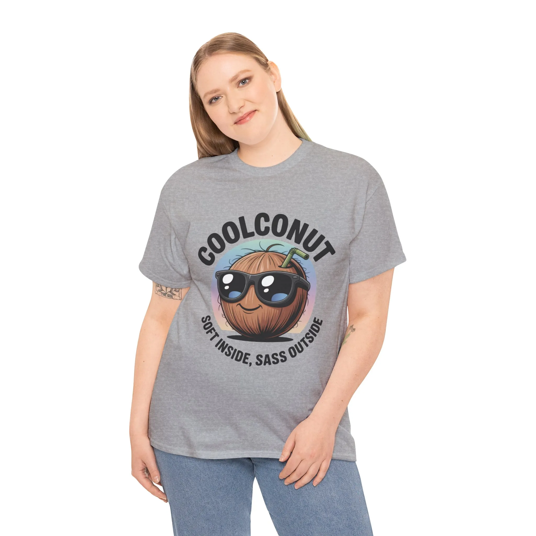 Coolconut Women's Heavy Cotton Tee, Fun Casual Shirt, Gift for Coconut Lovers, Summer Vibes Tee, Soft Inside Sass Outside Shirt - Image 4