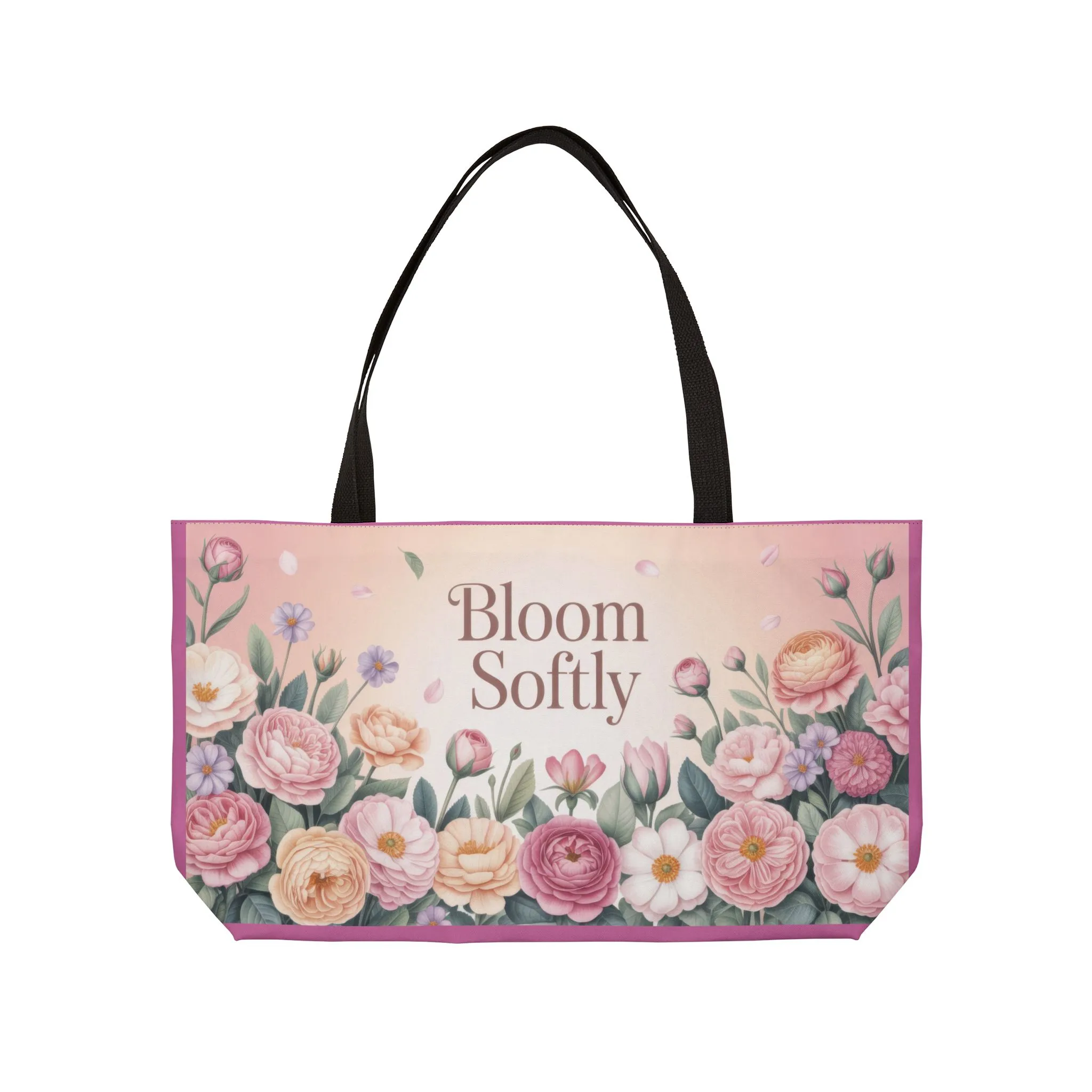 Bloom Softly Floral Weekender Tote Bag, Travel Bag, Beach Bag, Stylish Weekend Getaway Tote, Perfect for Gifts, Floral Print - Image 6