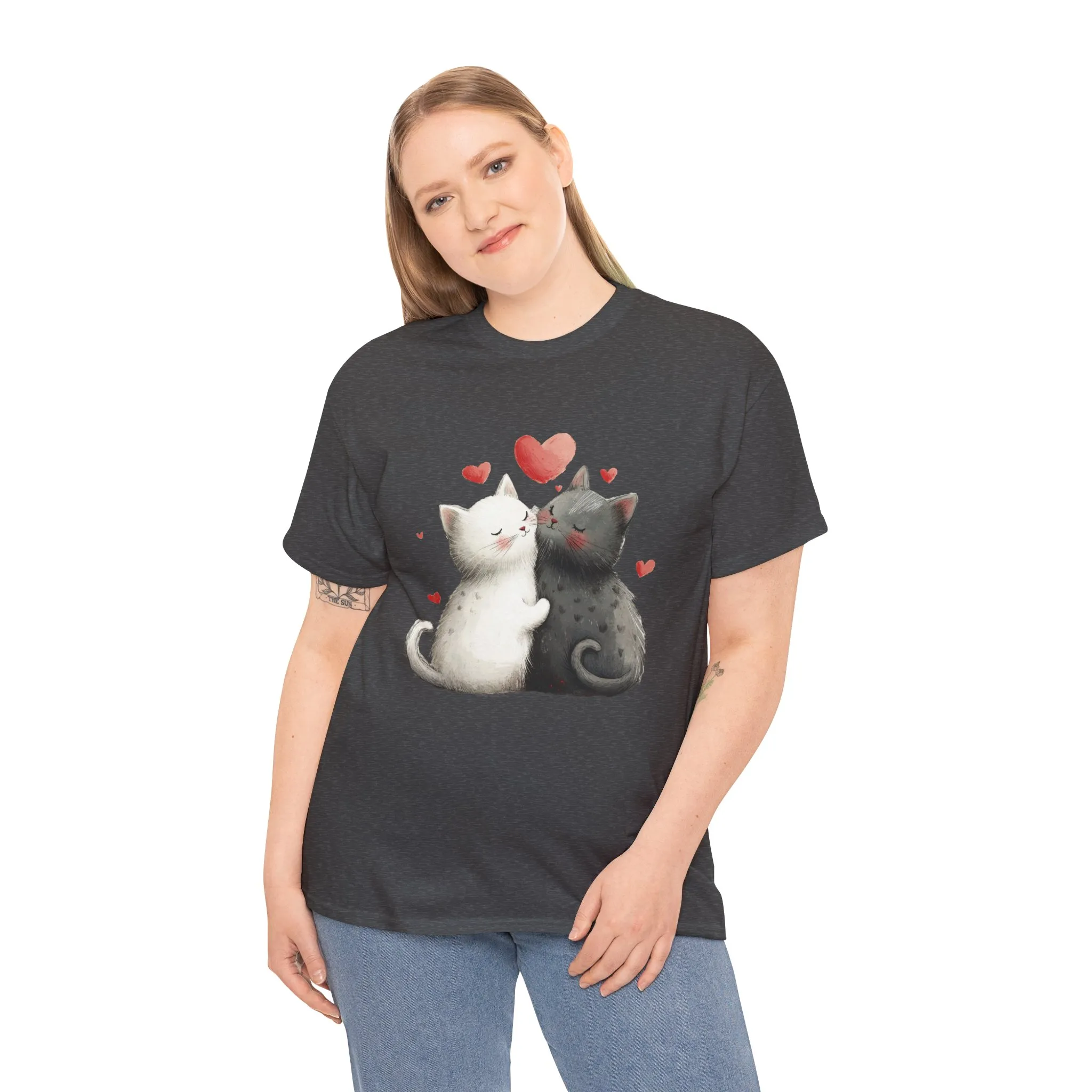 Cute Cat Love T-Shirt, Adorable Feline Couple Tee, Gift for Cat Lovers, Valentine's Day Shirt, Cozy Everyday Wear, Cat Mom T-Shirt - Image 10