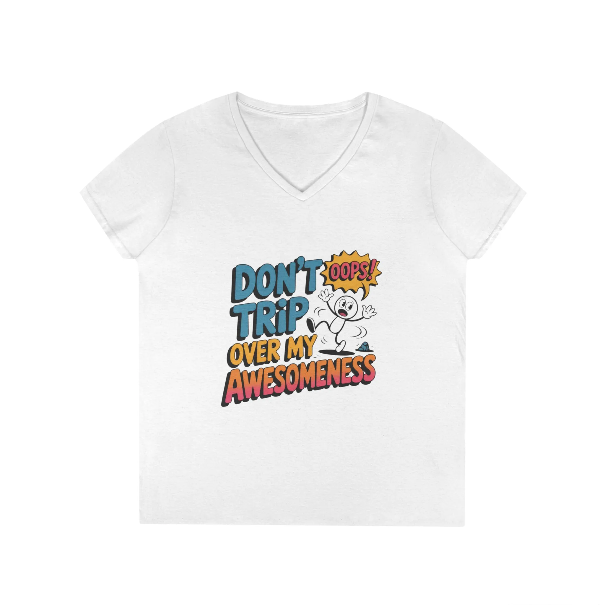 Funny Ladies' V-Neck T-Shirt, Don't Trip Over My Awesomeness Tee, Casual Wear, Gift for Her, Funny T-Shirt, Humor Tee, young girl t-shirt - Image 4