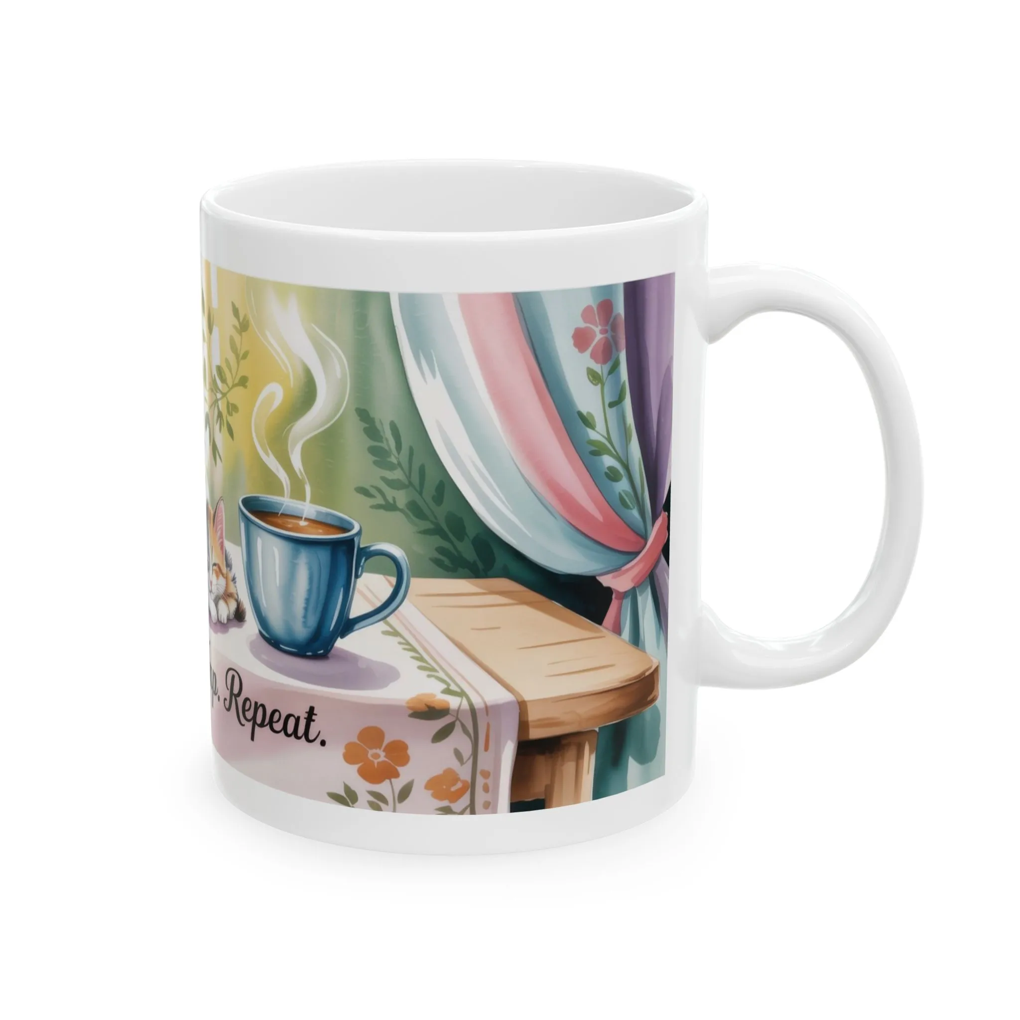 Cozy Cat Lover Mug, Ceramic Coffee Cup for Readers, Gift for Cat Lovers, Relaxing Tea Mug, Perfect for Home & Office, Book Lover Coffee Cup - Image 4