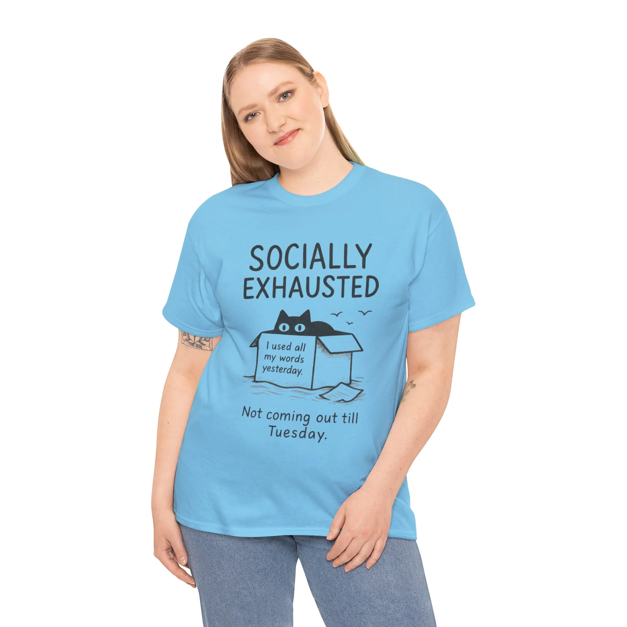 Socially Exhausted Tee, Perfect for Introverts, Gift for Shy Friends, Anxiety Relief Shirt, Funny Quote T-Shirt, Casual Wear, Unisex T-Shirt - Image 22