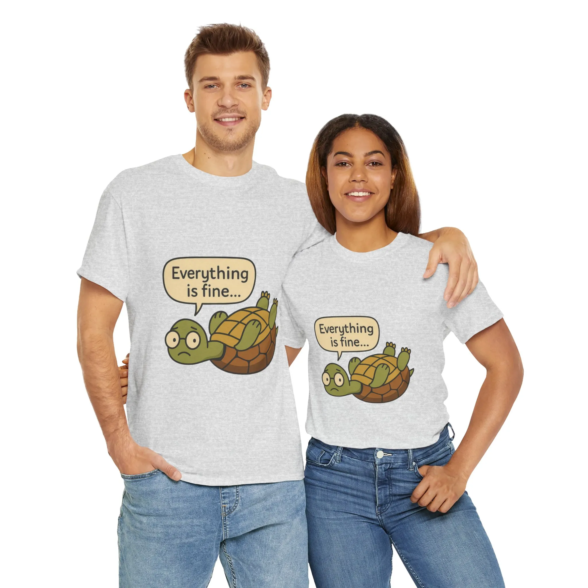 Everything is Fine Turtle Tee, Funny Unisex Cotton Tee, Cute Animal Shirt, Gift for Nature Lovers, Great for Humor, Positive message t-shirt - Image 5
