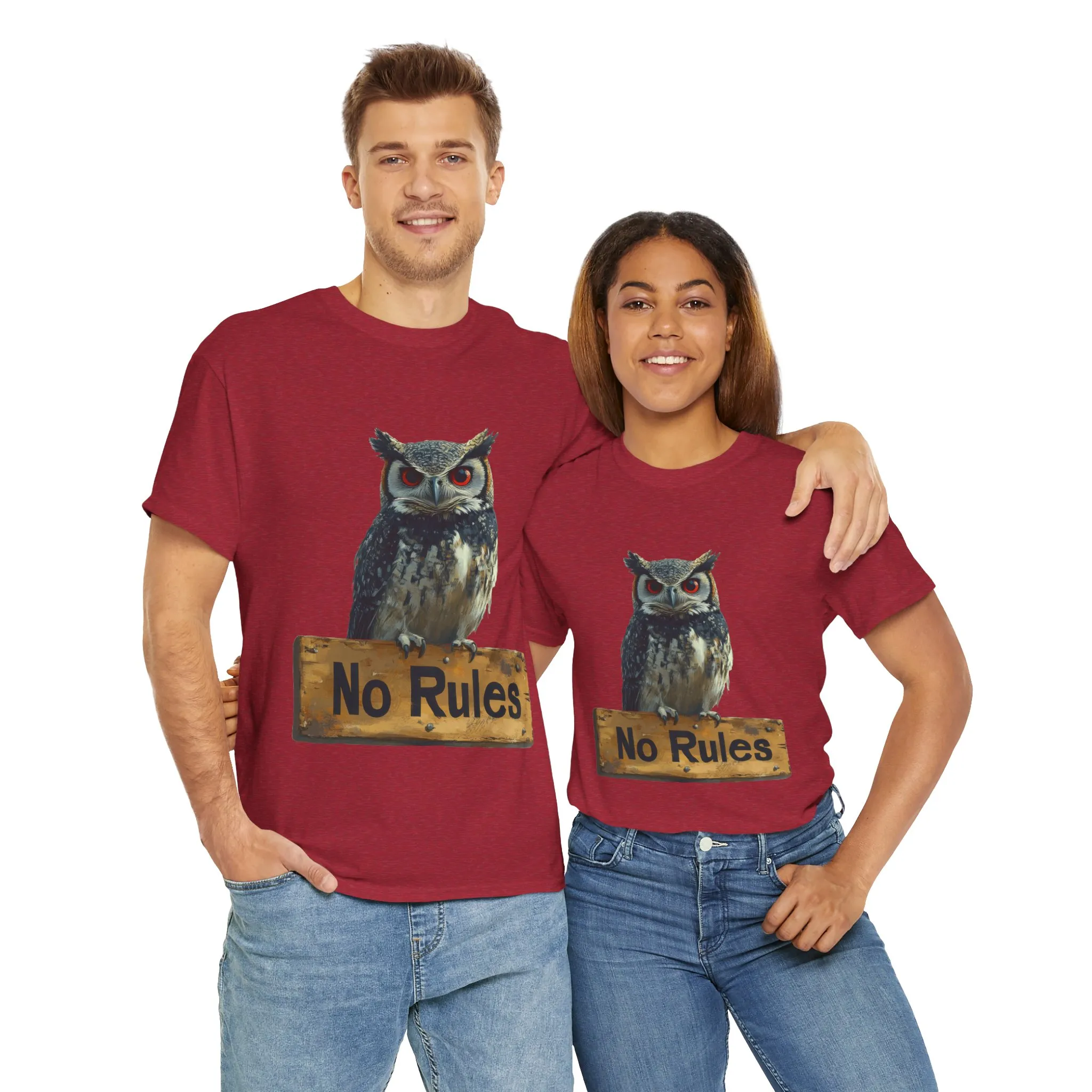 No Rules Owl Graphic T-Shirt, Unisex Heavy Cotton Tee, Funny Animal Shirt, Rebellious Bird Tee Gift for Him or Her - Image 30