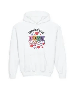Youth Heavy Blend Hooded Sweatshirt, Chemical Love Design, Cozy Gift for Teens, Valentine's Day Gift For Girl, Birthday, Everyday Comfort