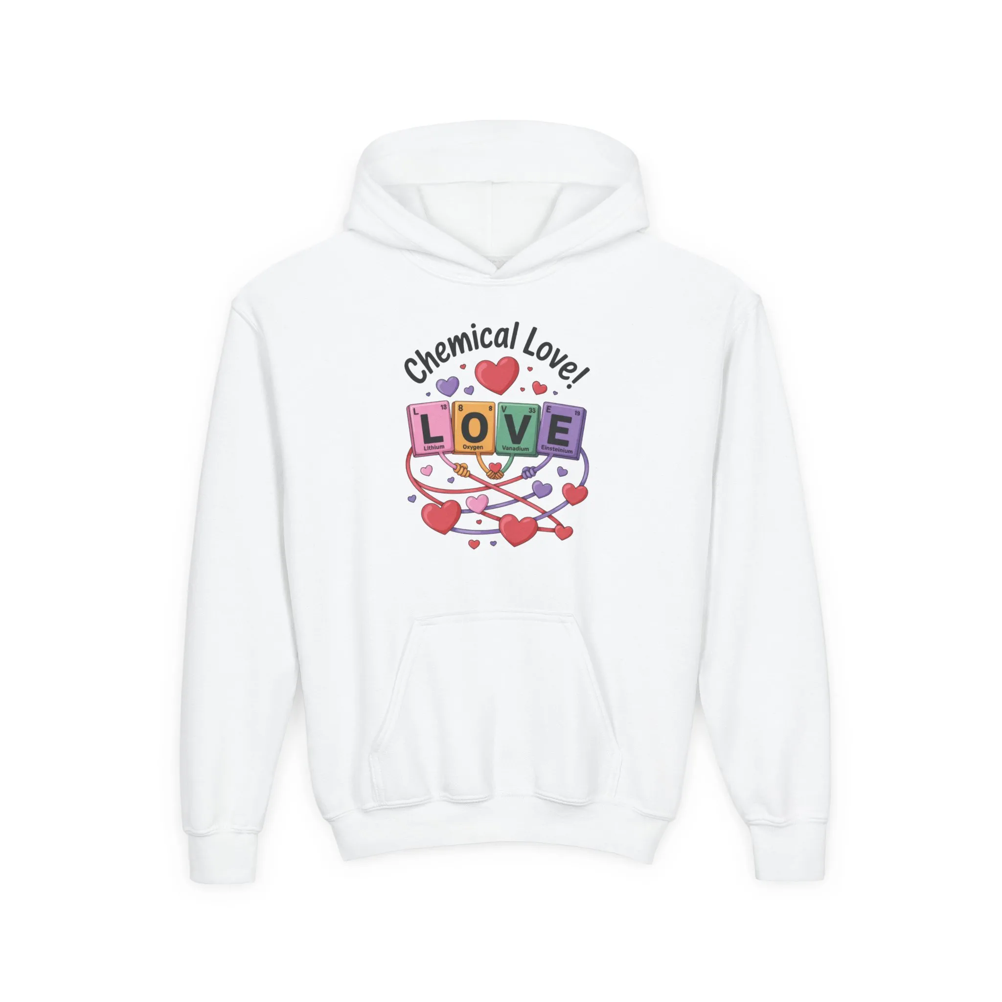 Youth Heavy Blend Hooded Sweatshirt, Chemical Love Design, Cozy Gift for Teens, Valentine's Day Gift For Girl, Birthday, Everyday Comfort