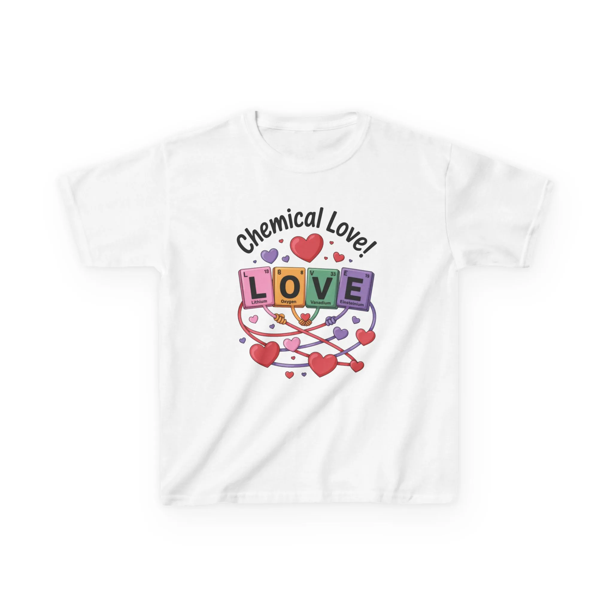 Kids Love Chemistry Girl Tee, Cute Gift for Science Lovers, Valentines Day, Fun Classroom Wear, Adorable Kids Shirt, Colorful Kids Apparel - Image 2