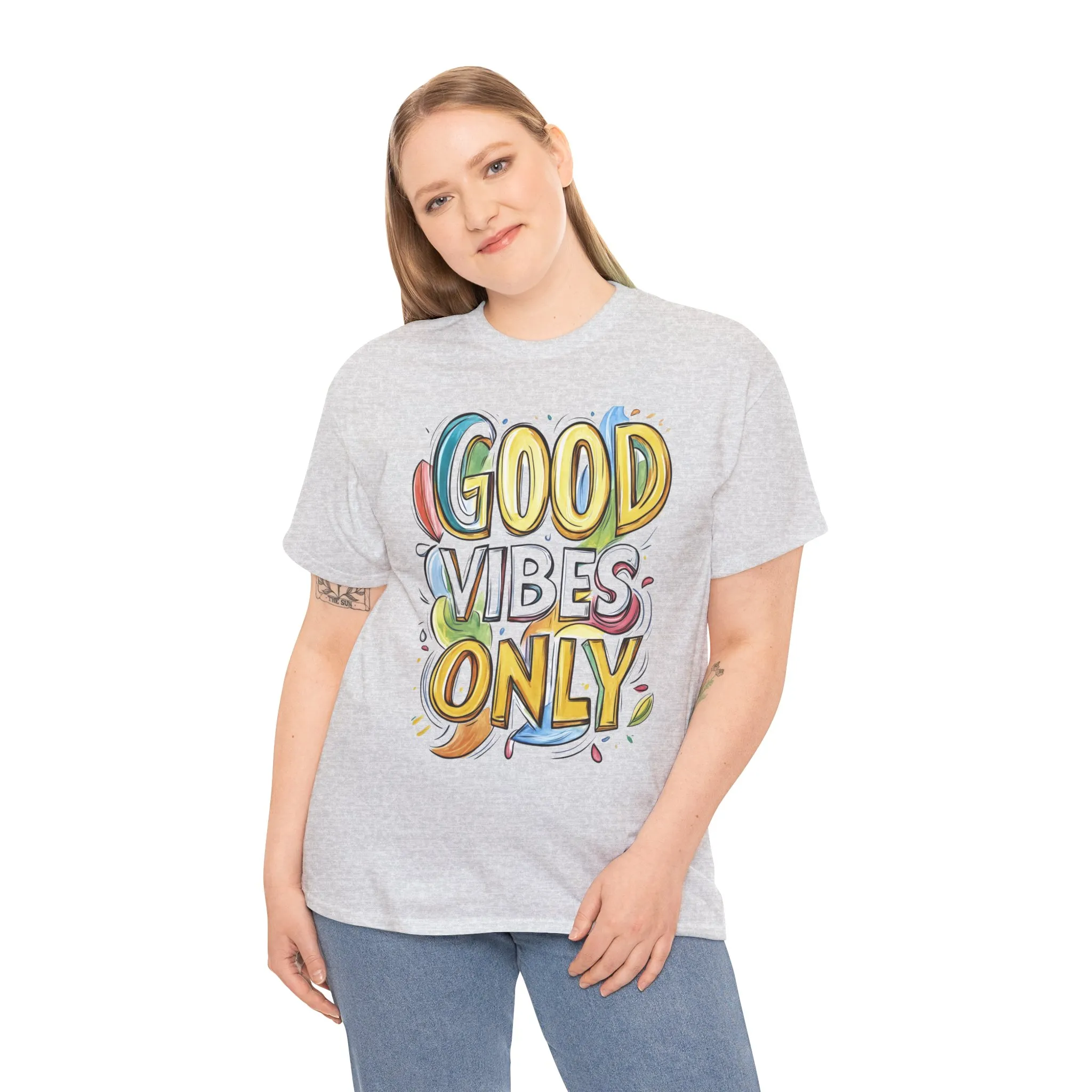 Good Vibes Only Women's Heavy Cotton Tee, Positive Energy Shirt, Graphic T-Shirt, Women's Casual Wear, Gift for Friends, Summer Outfit - Image 32