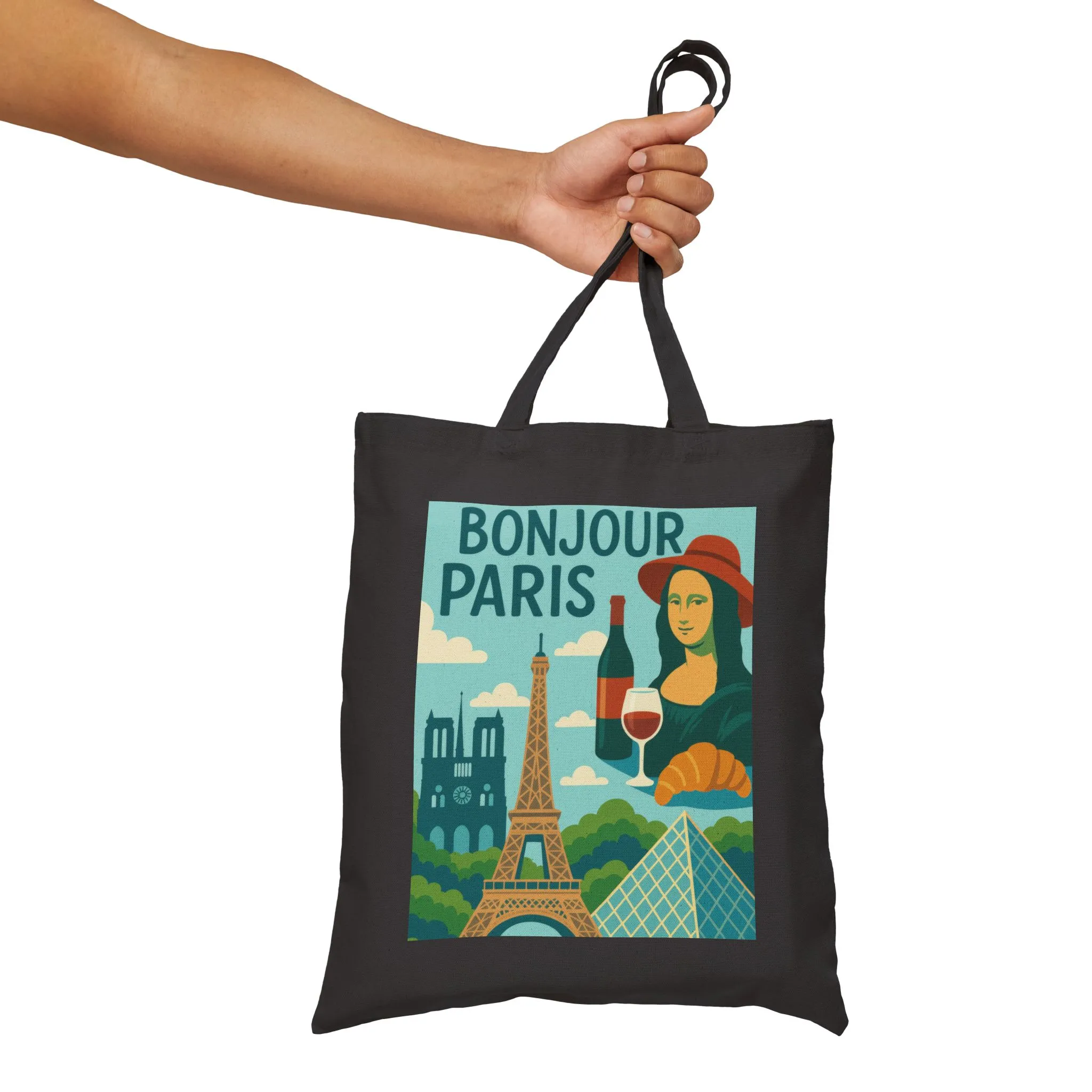 Bonjour Paris Tote Bag, Eco-Friendly Cotton Bag for Shopping, Travel, Gifts, Beach, and Everyday Use - Image 10