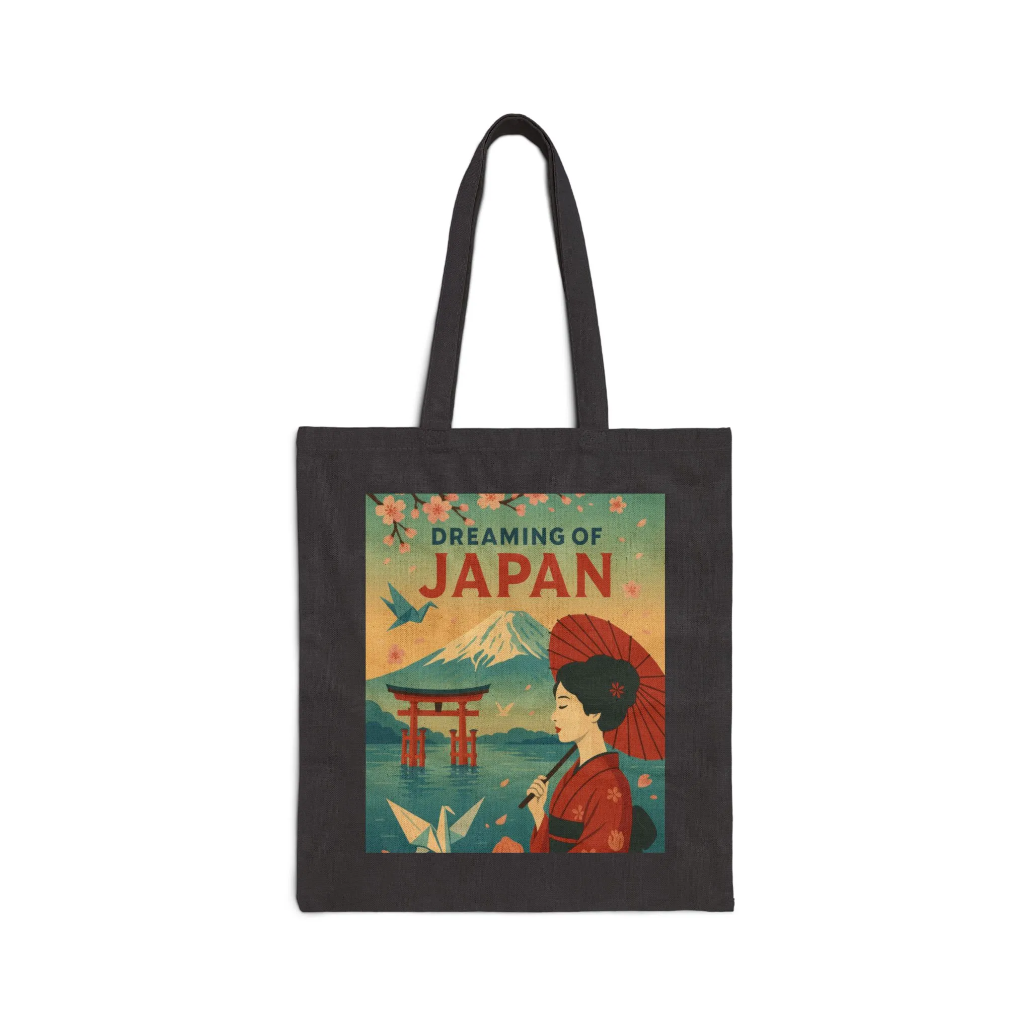 Dreaming of Japan Canvas Tote Bag, Eco-friendly Bag, Travel Tote, Gift for Travelers, Japanese Art Bag, Floral Design Bag - Image 7