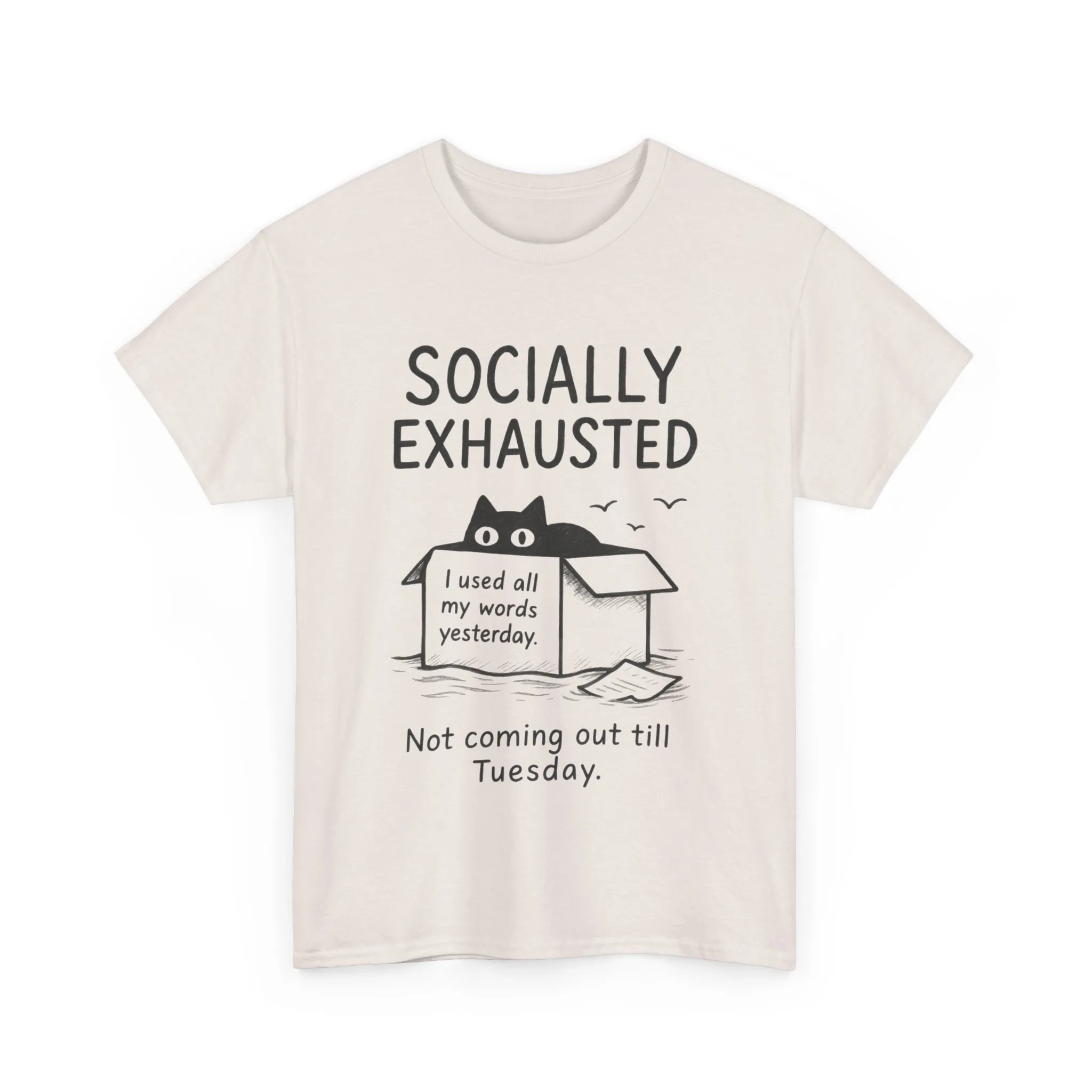 Socially Exhausted Tee, Perfect for Introverts, Gift for Shy Friends, Anxiety Relief Shirt, Funny Quote T-Shirt, Casual Wear, Unisex T-Shirt - Image 12