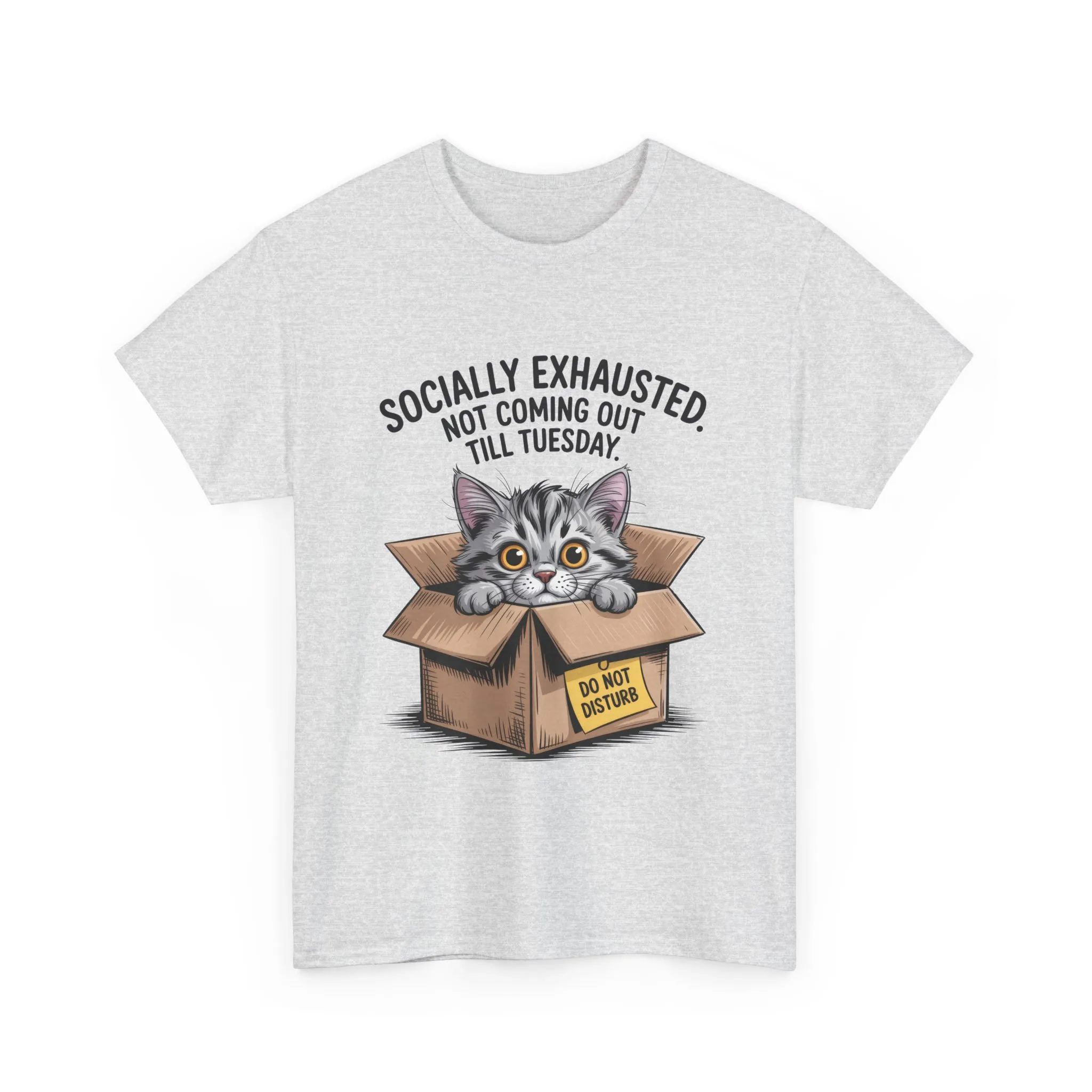 Socially Exhausted Cat Women's Tee, Funny Cat Shirt, Women's Graphic Tee, Gift for Introverts, Cute Animal T-Shirt, Weekend Wear - Image 6