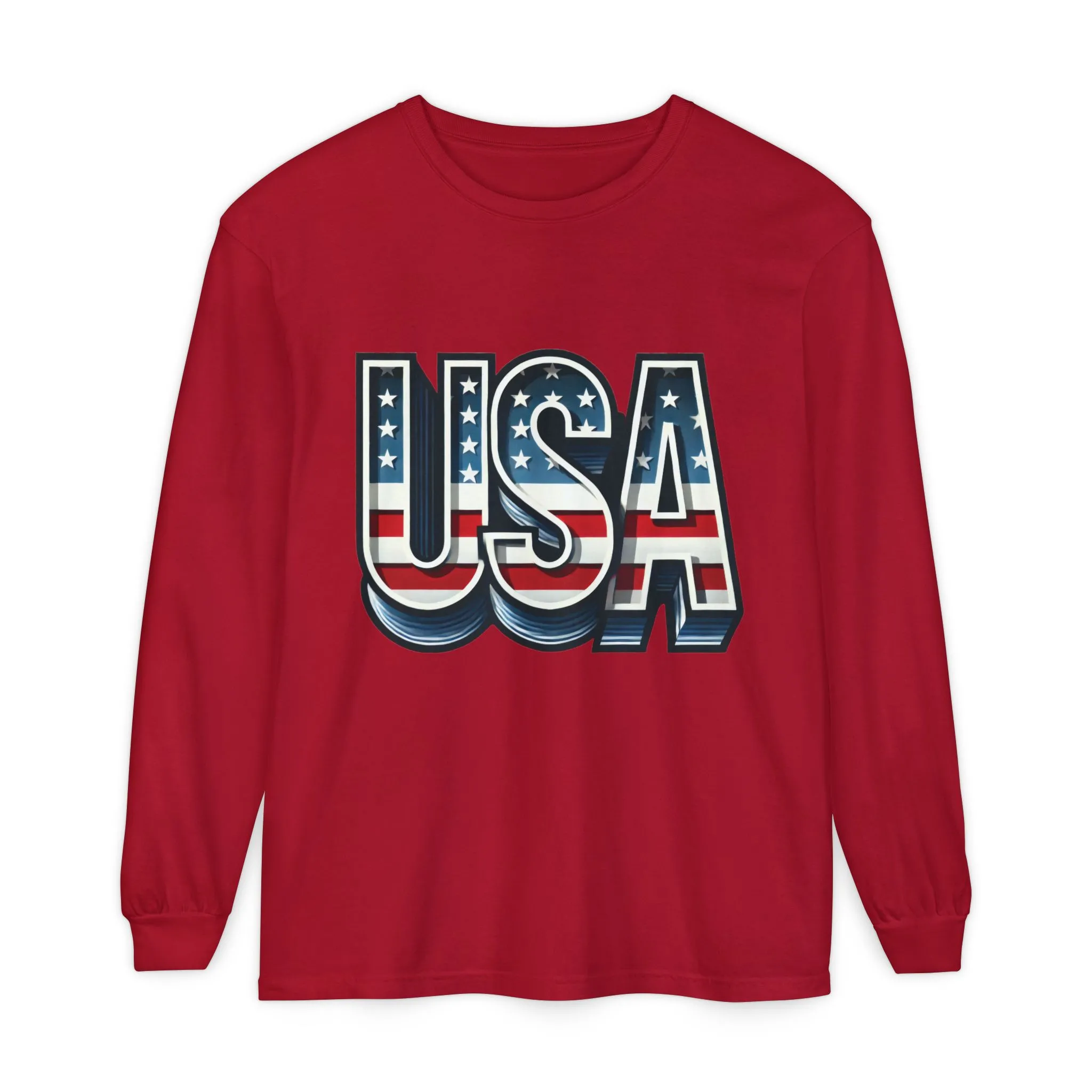 Patriotic Long Sleeve Unisex T-Shirt, USA Design, Unisex Tee for Independence Day, Memorial Day, Family Celebrations, Casual Wear - Image 25