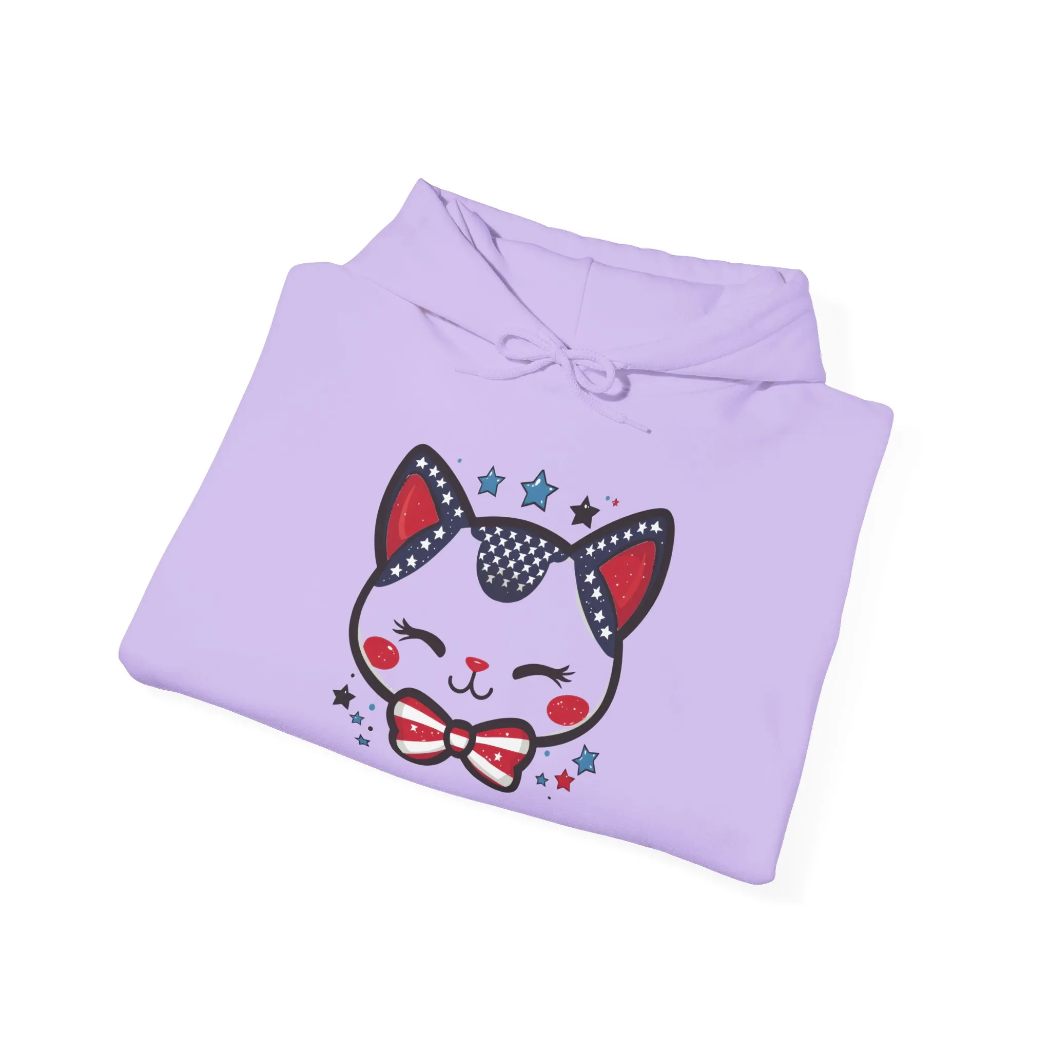 Cute Patriotic Cat -Themed Women's Hoodie, for Cat Lovers, Cute Gift for Pet Owners, Cozy Sweatshirt for All Seasons, Fourth of July Hoodie - Image 26
