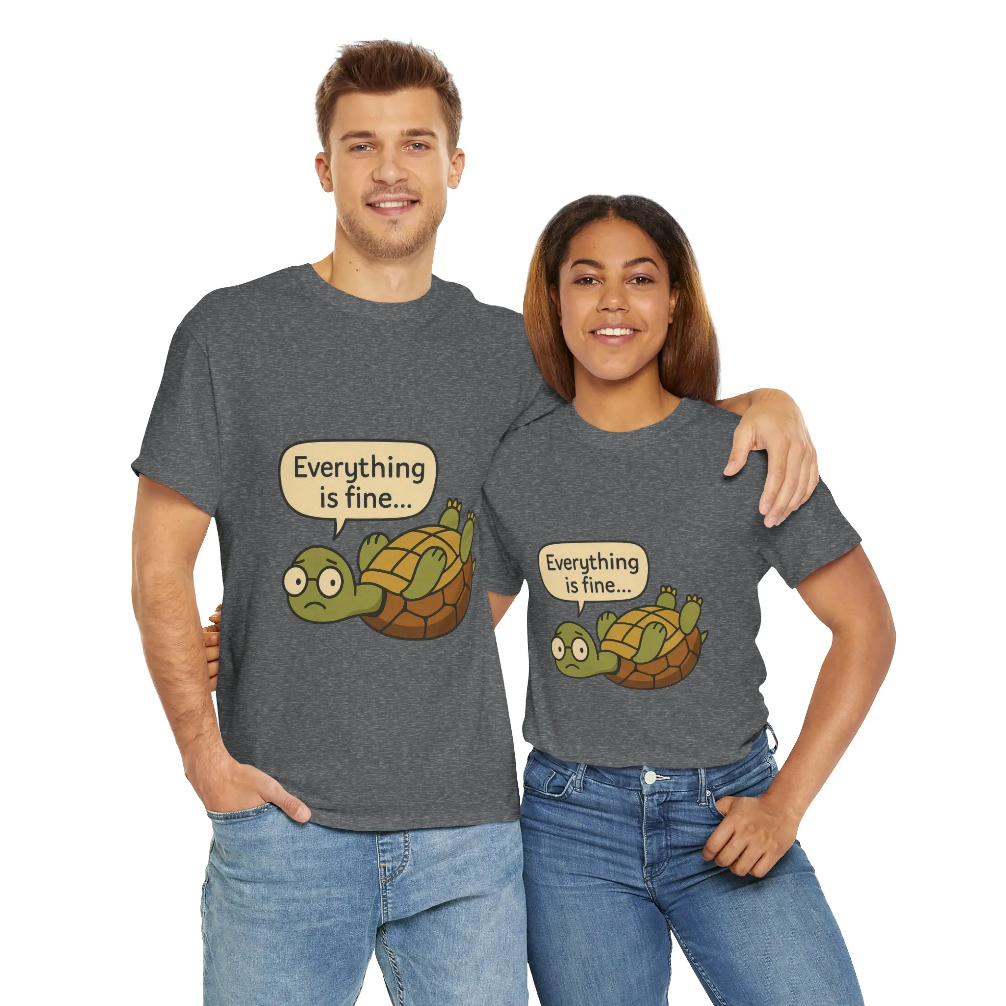 Everything is Fine Turtle Tee, Funny Unisex Cotton Tee, Cute Animal Shirt, Gift for Nature Lovers, Great for Humor, Positive message t-shirt - Image 19