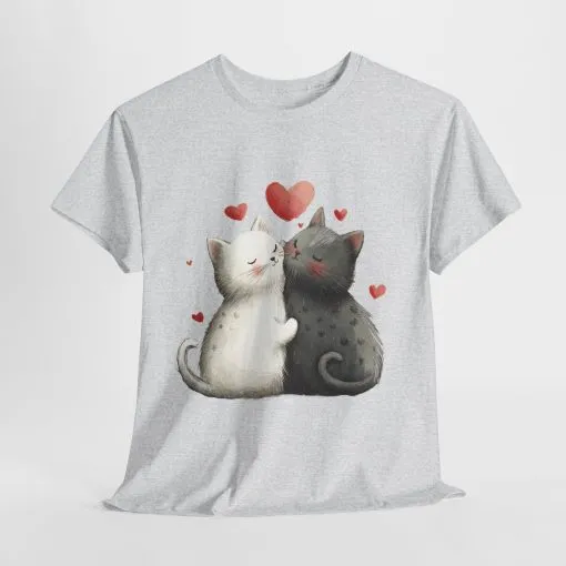 Cute Cat Love T-Shirt, Adorable Feline Couple Tee, Gift for Cat Lovers, Valentine's Day Shirt, Cozy Everyday Wear, Cat Mom T-Shirt - Image 36