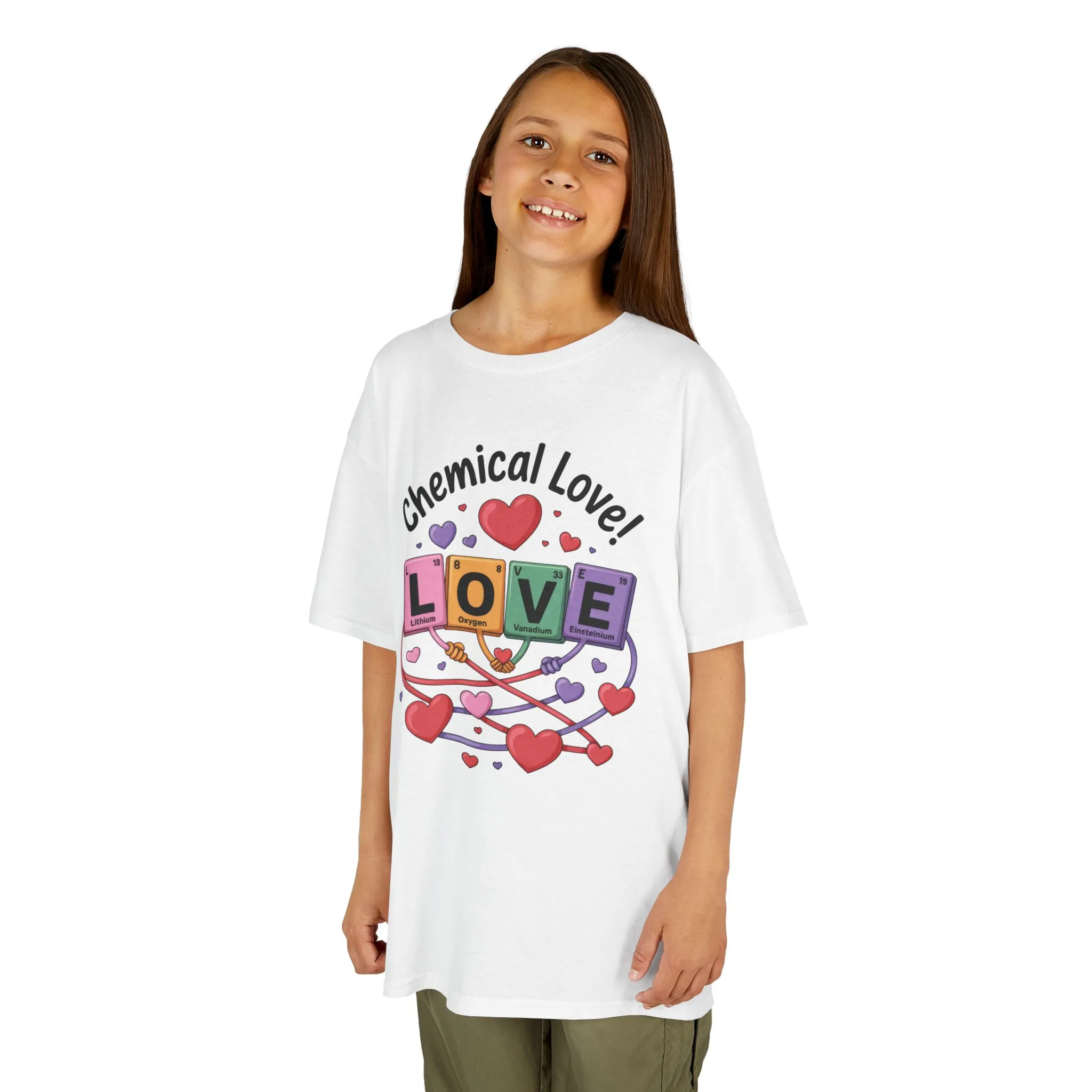 Kids Love Chemistry Girl Tee, Cute Gift for Science Lovers, Valentines Day, Fun Classroom Wear, Adorable Kids Shirt, Colorful Kids Apparel