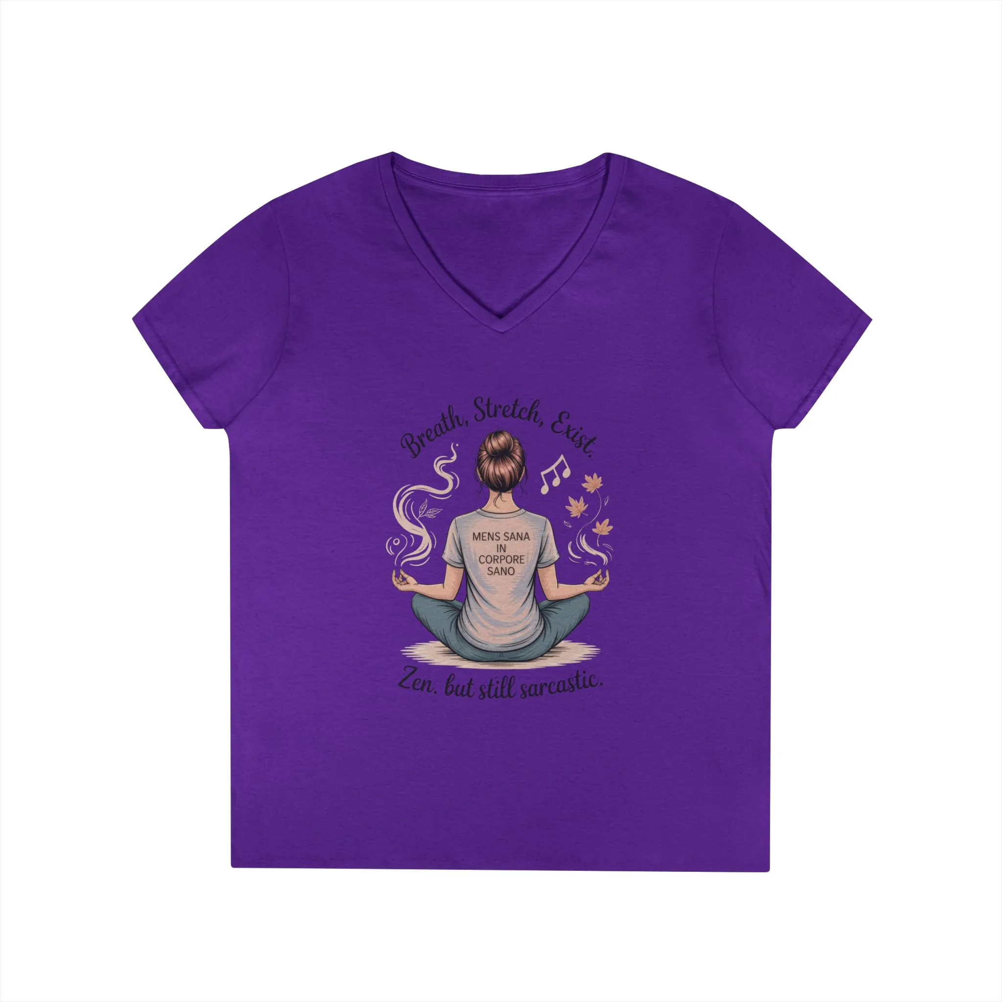 Zen but Still Sarcastic Ladies V-Neck T-Shirt, Perfect for Yoga, Casual Wear, Mindfulness, Gift Yoga Lovers, Funny Meditation Top - Image 13