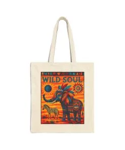 Wild Soul Elephant Tote Bag, Boho Canvas Bag, Eco-Friendly Reusable Shopping Tote, Perfect for Gifts & Everyday Use